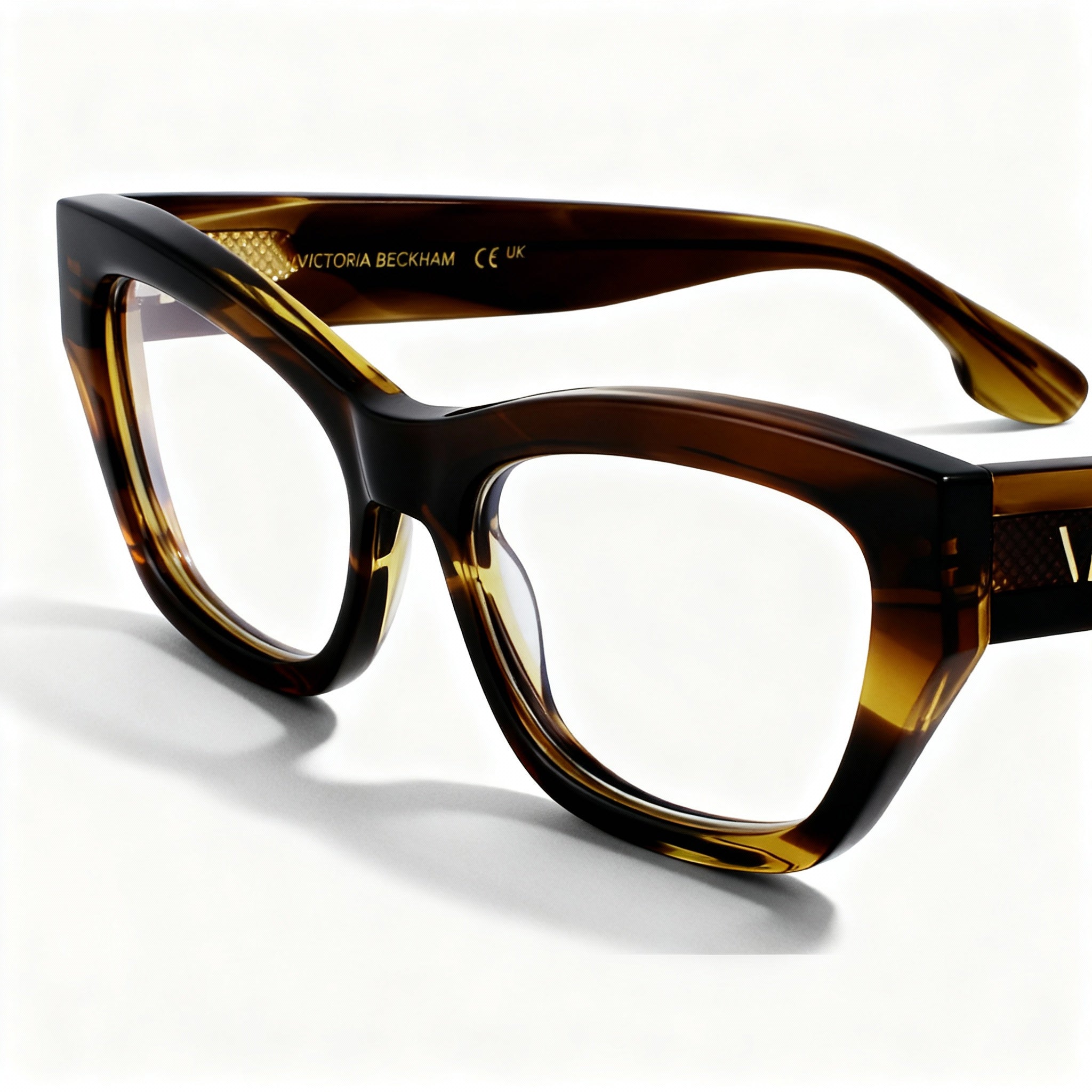 Victoria Beckham VB2675 Women's Cat-Eye Acetate Eyeglasses Striped Khaki 53-17-140