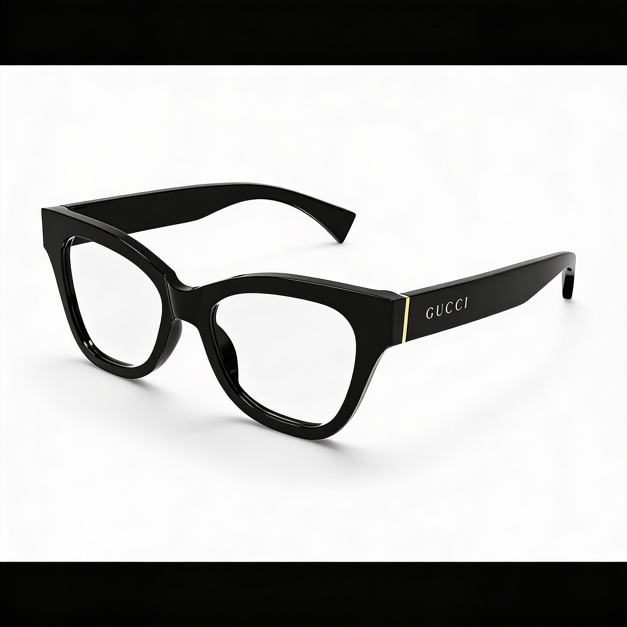 Gucci GG1133O-001 Women's Black/Silver Plastic Full Rim Cat Eye Prescription Eyeglass Frames 52mm, Photo 1
