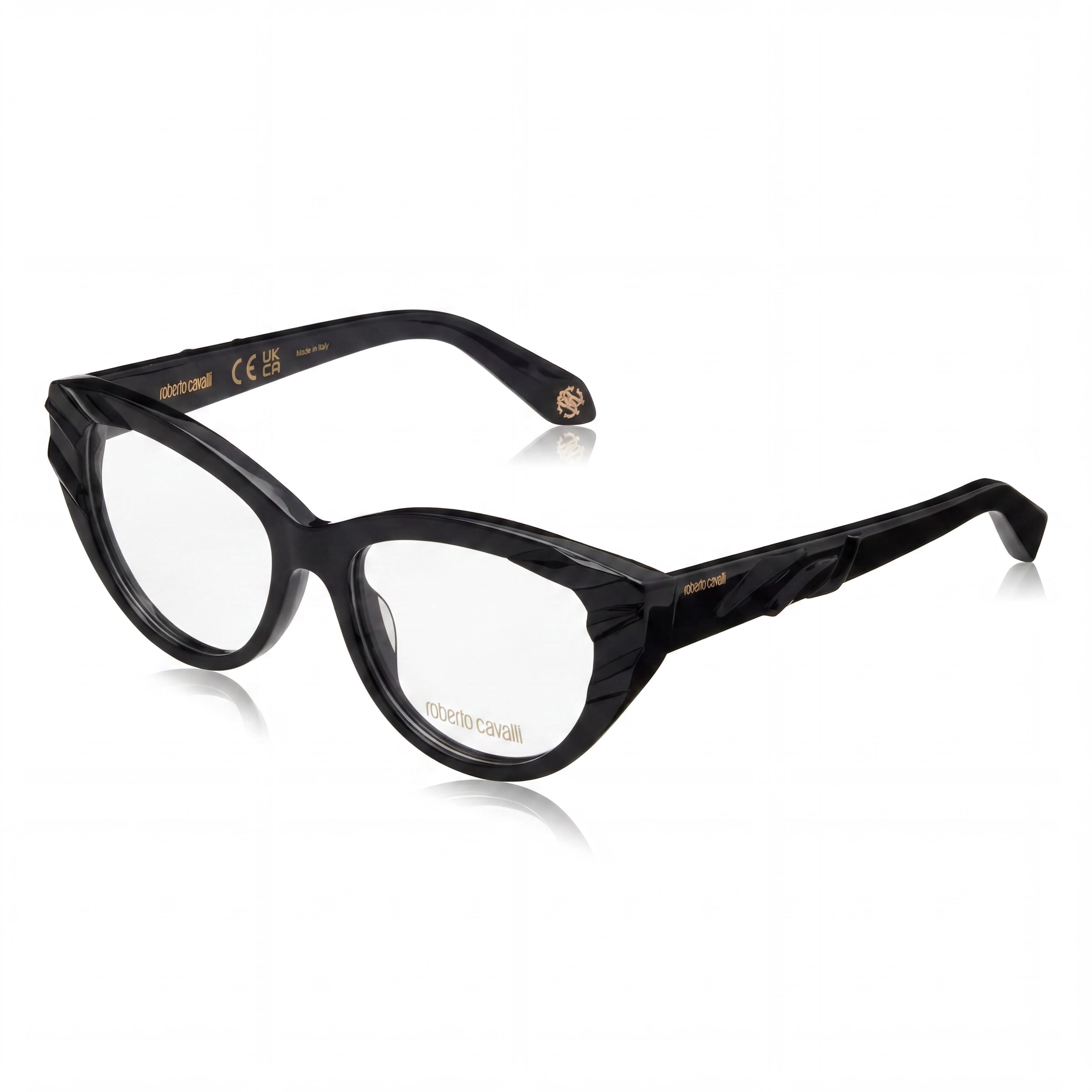 Just Cavalli Modern Women's Cat Eye Optical Eyeglasses featuring Glossy Black Acetate Frames 53-16-135, Photo 1