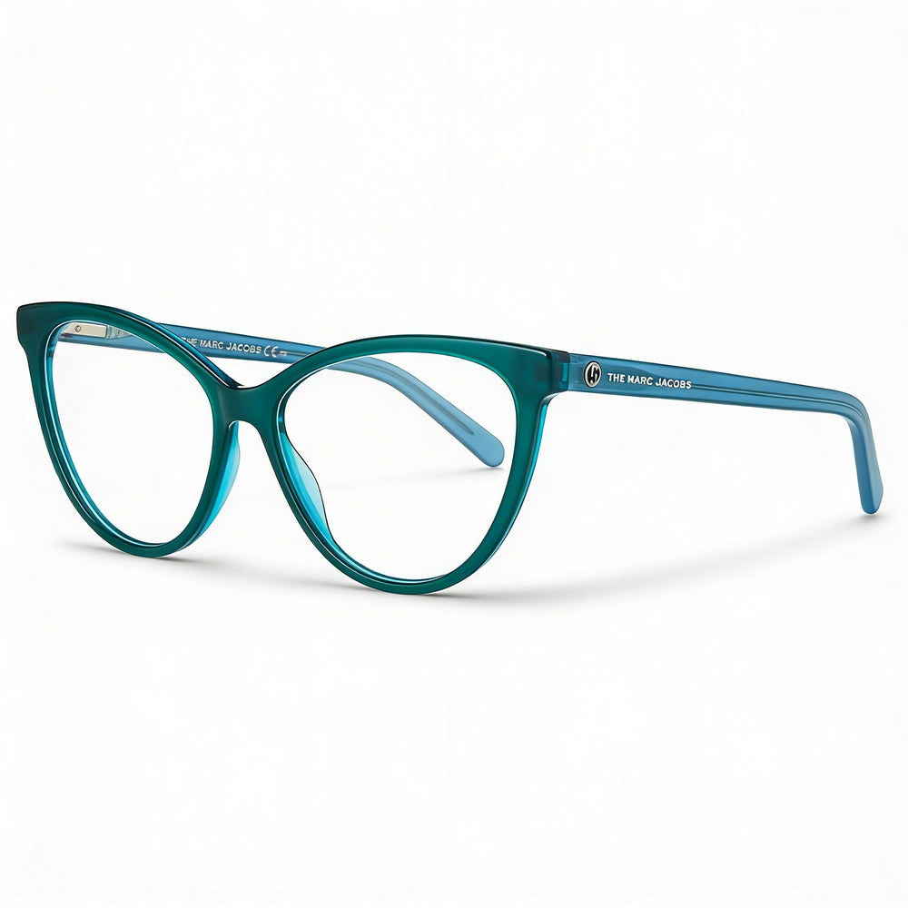 Gafas de sol Marc Jacobs MARC 560 para mujer, diseño de ojo de gato de acetato verde azul transparente, 54 mm