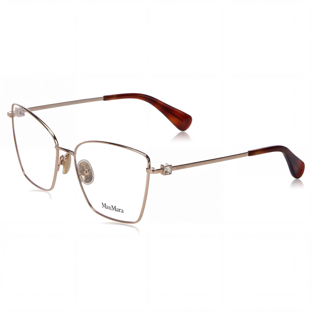 MaxMara Casual Women's Shiny Rose Gold Metal Frame Optical Eyeglasses with Clear Demo Lenses, Size 55
