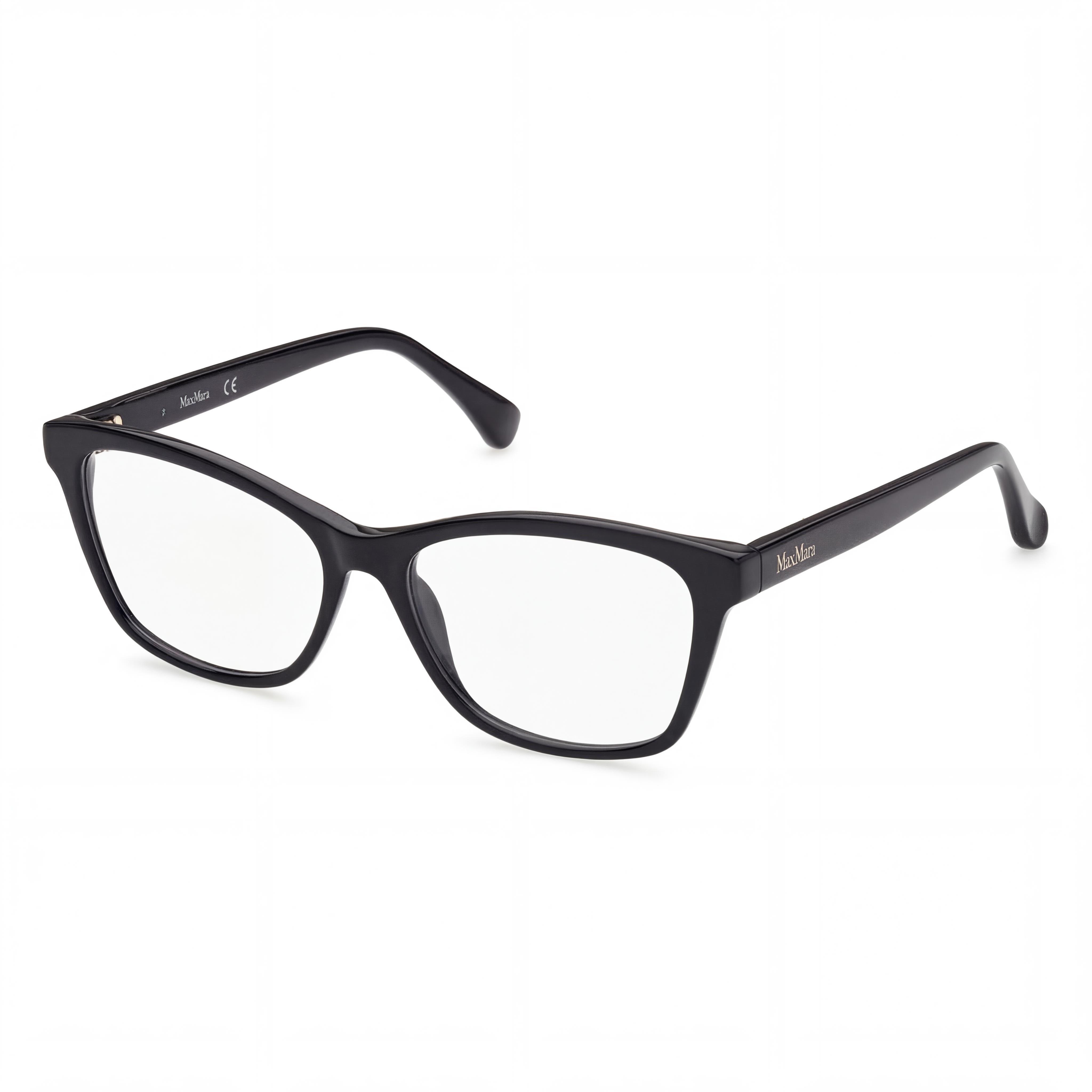 MaxMara MM5032 001 Women's Modern Shiny Black Pantographed Plastic Square Full Rim Clear Polycarbonate Lenses Eyeglasses 54mm, Photo 1