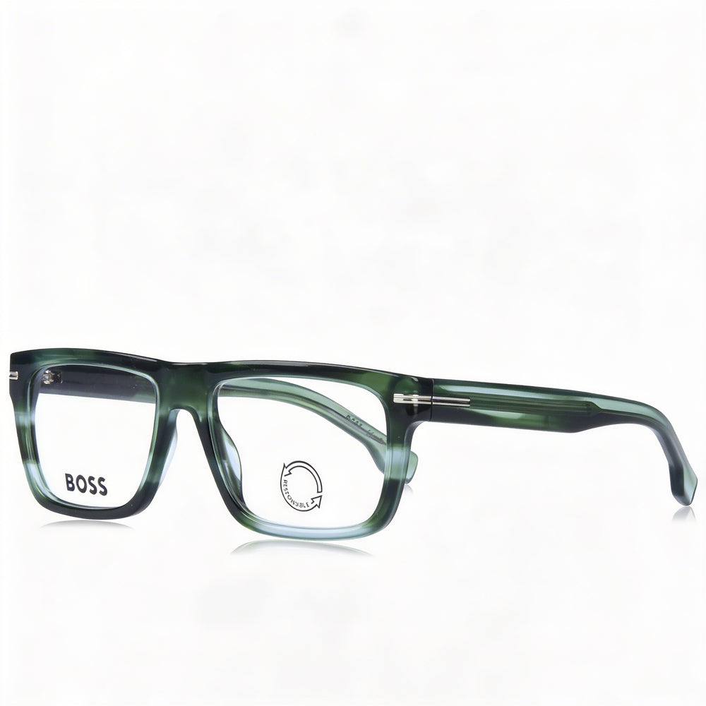 Hugo Boss Modern Unisex Green Horn Acetate Frame with Iridium Acetate Lenses & UV Protection 53mm
