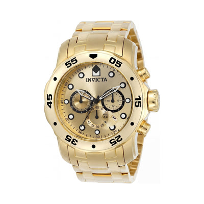 Invicta Unisex Diver Quartz Watch, Gold-Plated Stainless Steel, Gold Dial, Chronograph, Water Resistant 200M