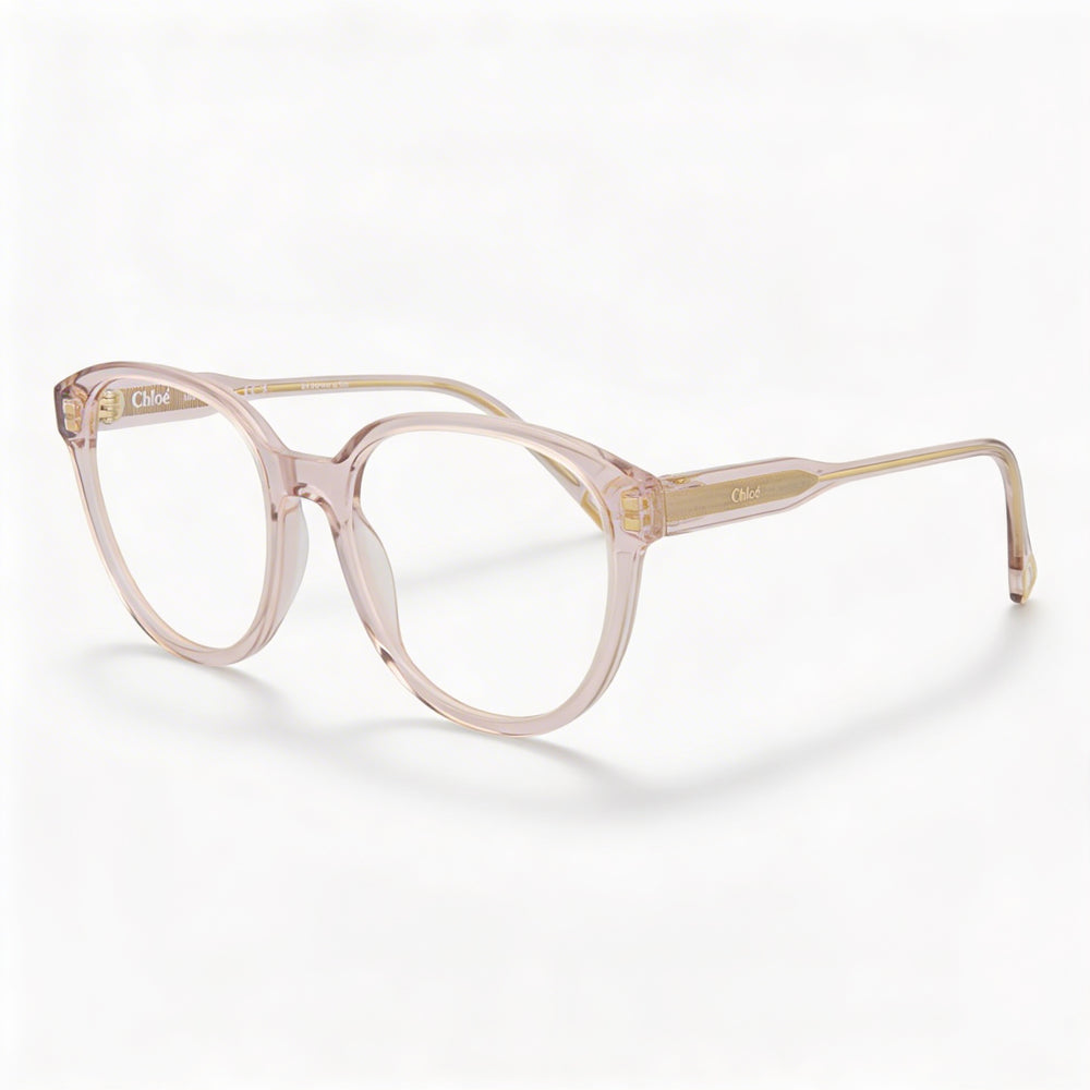 Chloe CH0127O 004 Women's Transparent Pink Acetate Oval Full Rim Eyeglasses, Clear Lenses, 51mm