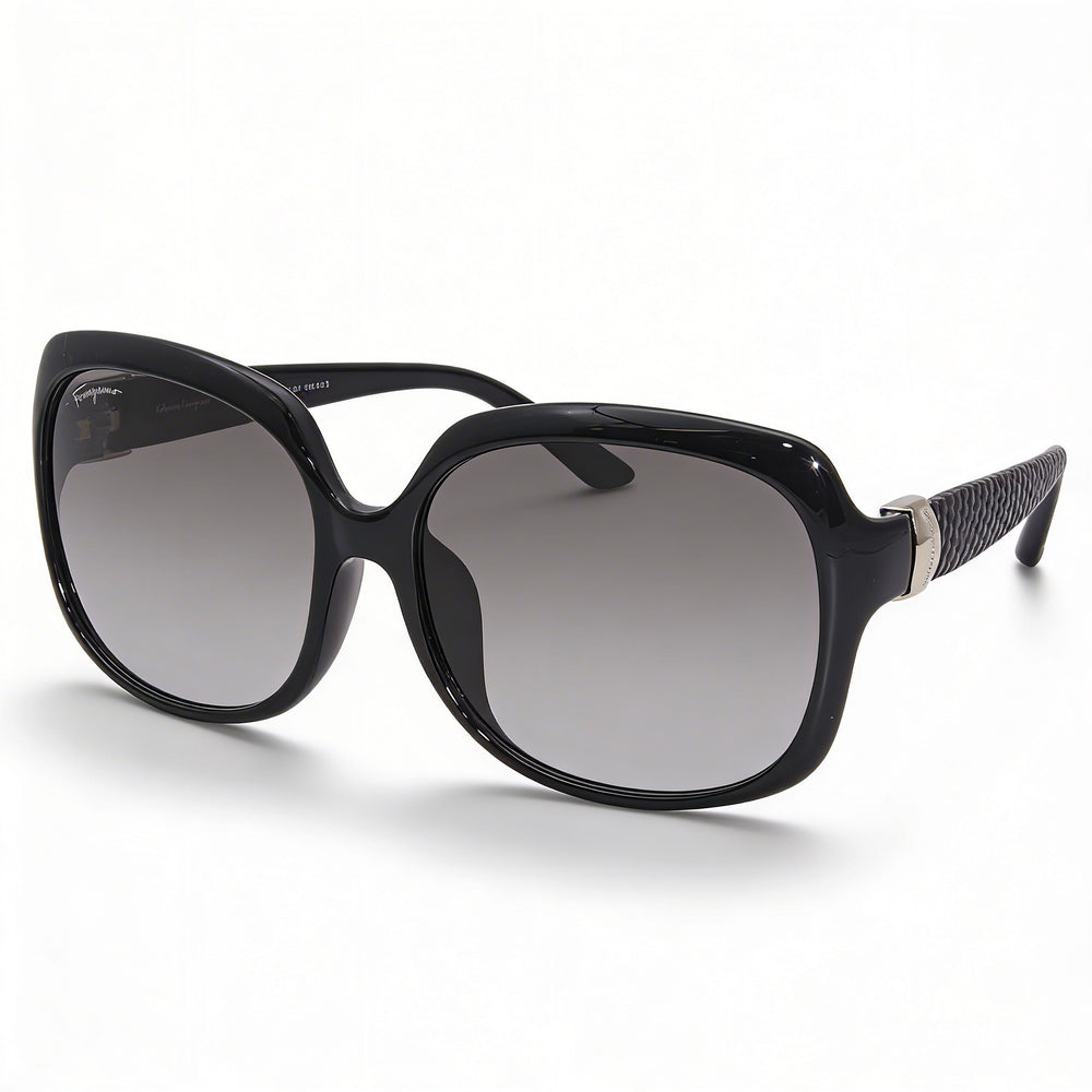 Ferragamo Classic Women's Black Plastic Grey Gradient Oversized UV Protected Sunglasses 59mm