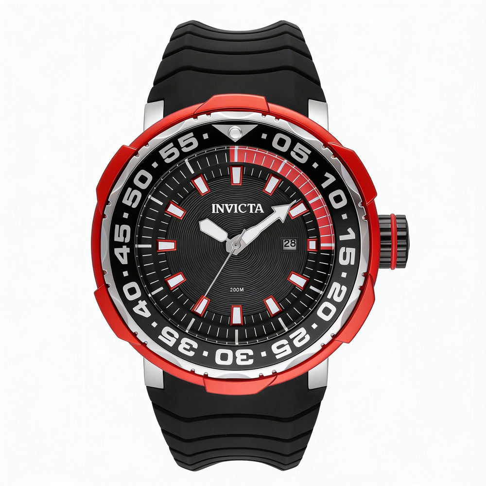 Reloj Invicta Pro Diver - Ocean Voyage 48341 para hombre, de 52 mm, acero inoxidable, esfera negra, cuarzo, correa de silicona, 20 ATM.