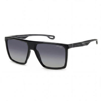 Gafas de sol Carrera modernas para hombre con montura de poliamida ecológica gris y negra sombreada y lentes de policarbonato de 58 mm