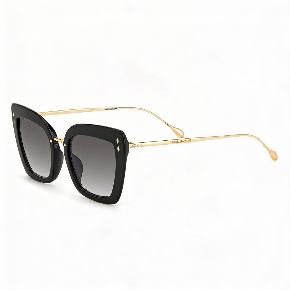 Isabel Marant Modern Women's Rectangular Polyamide Black Gold UV 400 Non-Polarized Sunglasses 53mm