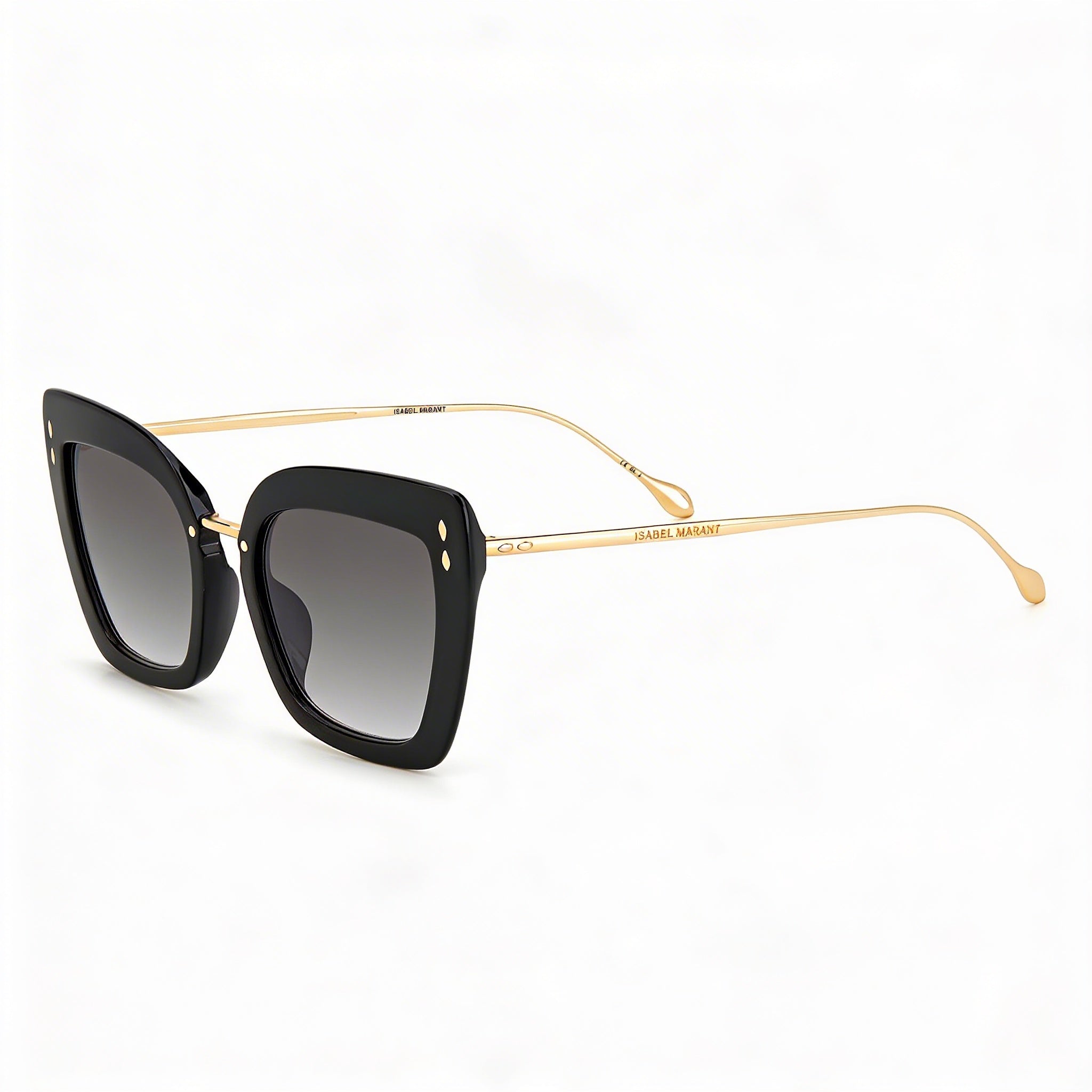 Isabel Marant Modern Women's Rectangular Polyamide Black Gold UV 400 Non-Polarized Sunglasses 53mm, Photo 1