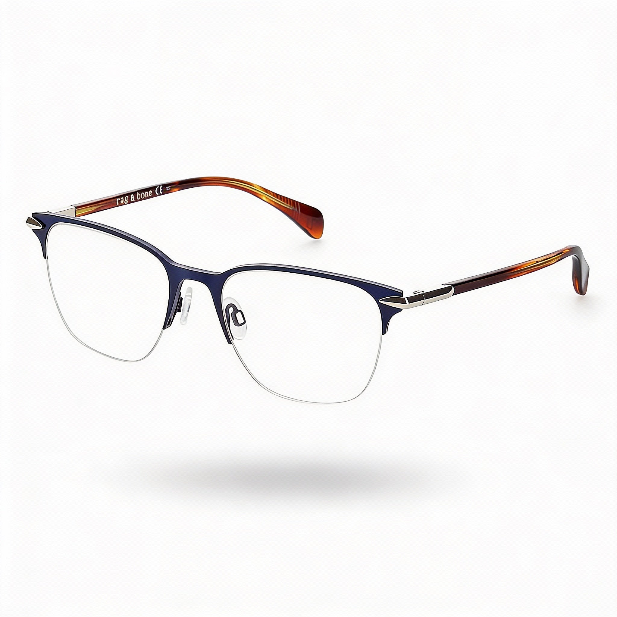 rag & bone Men's RNB7029 Stainless Steel Matte Black Eyeglasses with Polycarbonate Lenses 53mm, Photo 1