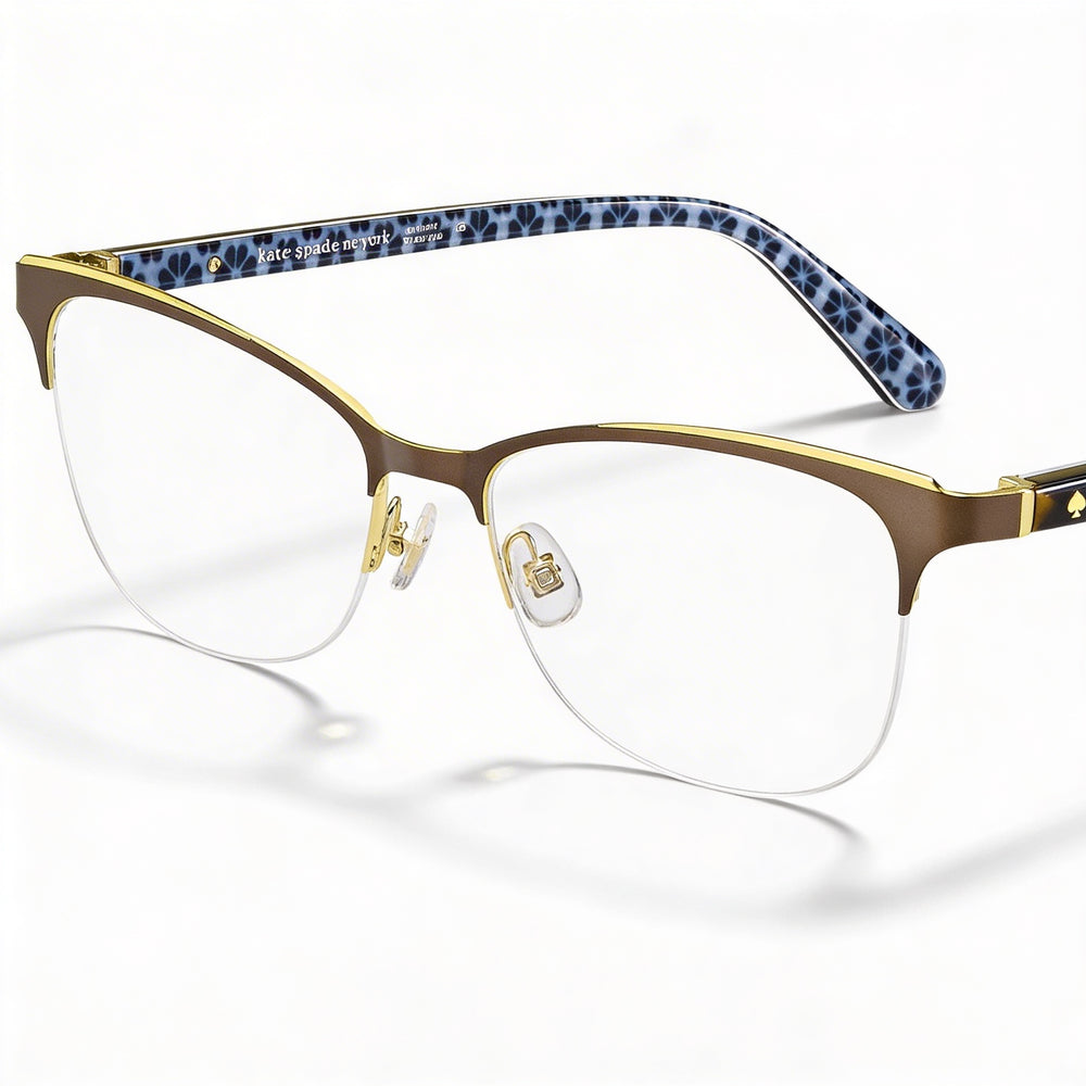Kate Spade New York Women's Eyeglasses Rectangular Half-Rim Stainless Steel & Acetate Brown 50mm Lens Width