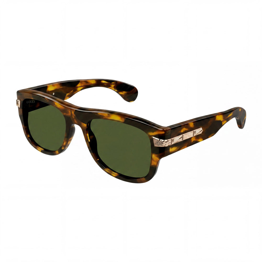 Gucci Model Casual Men's Sunglasses with Acetate Havana Frame and VERDE Lenses, 54mm Lens Width