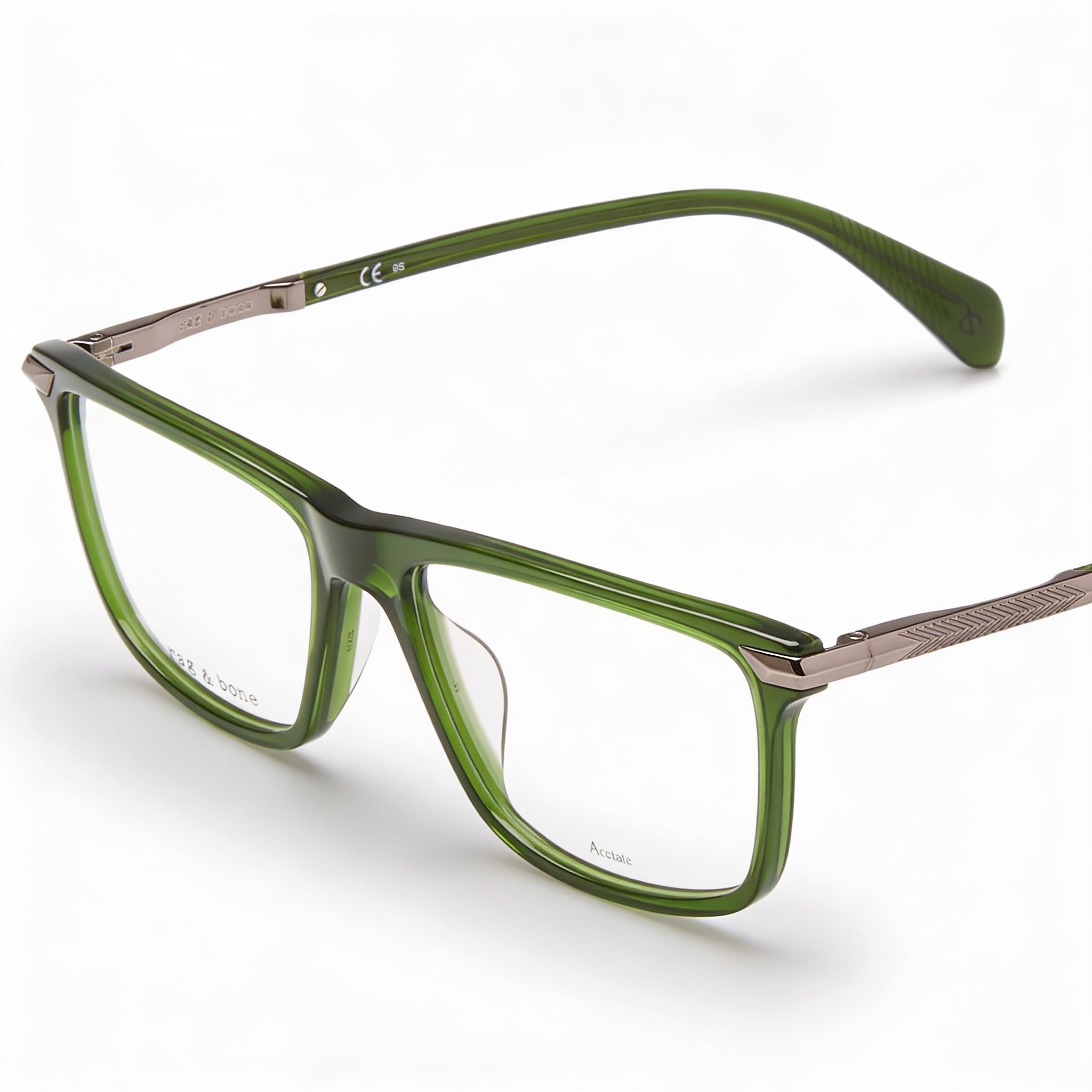 Rag & Bone Modern Women's Acetate Green Eyeglasses with Green Non-Polarised Polycarbonate Lenses, 53mm, Photo 1