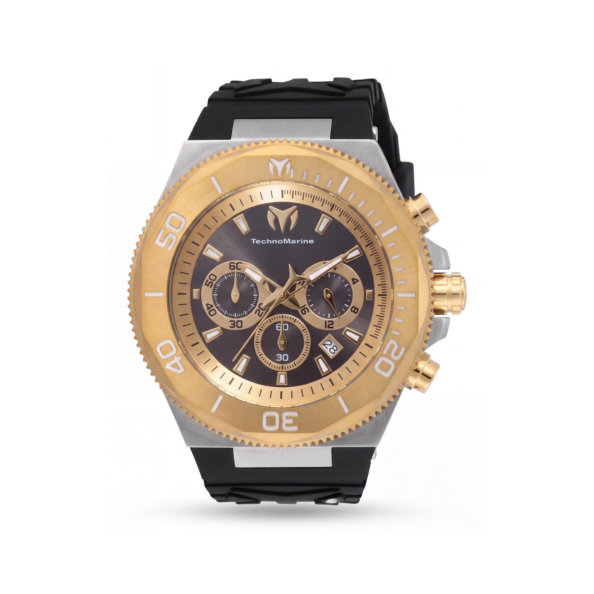 Technomarine Manta TM-224018 Men's Chronograph Silver Stainless Steel 49mm Watch, Black Dial, Silicone Strap, Photo 1