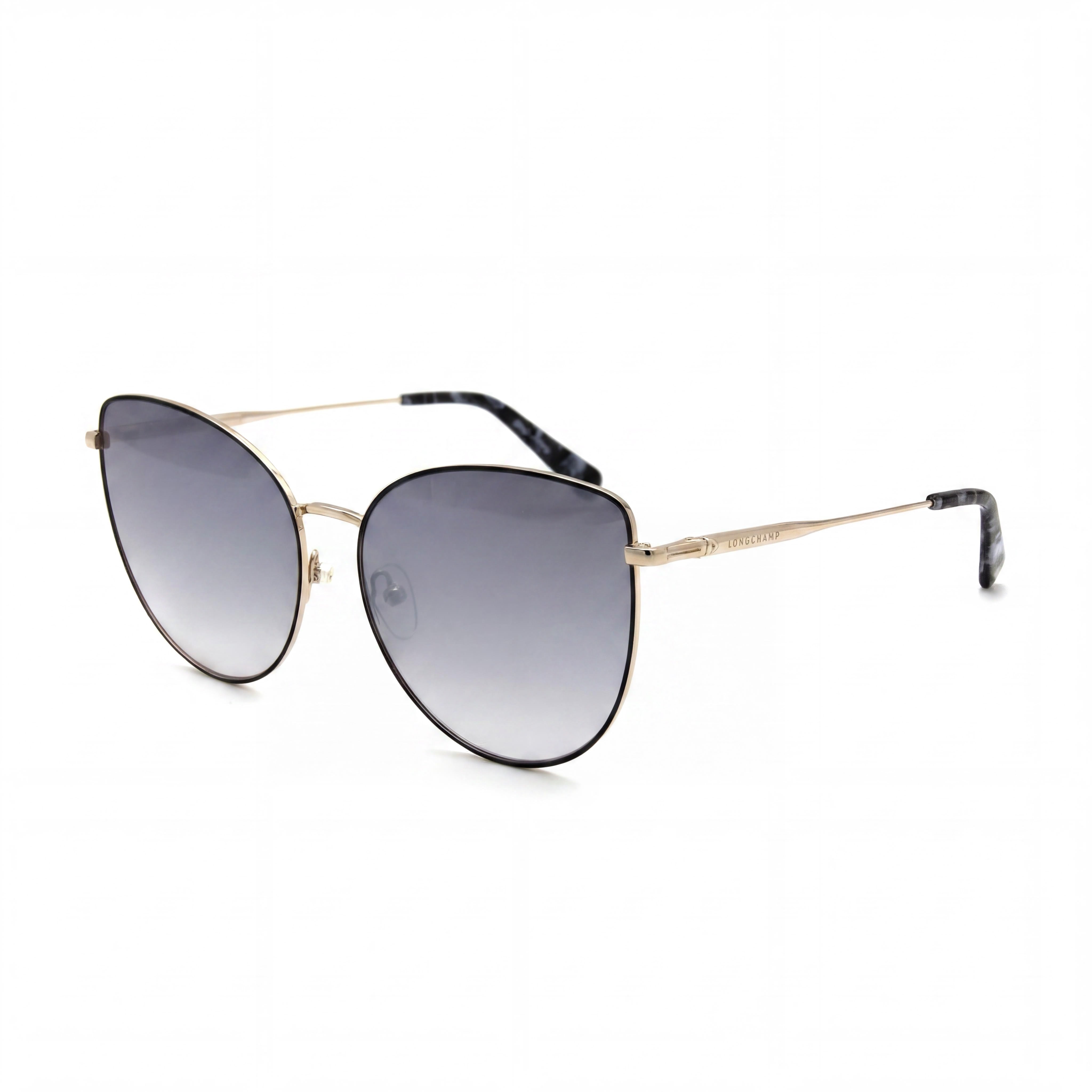 Longchamp LO158S Women's Casual Style Gold Black Metal Frame Yellow Lens Sunglasses, 60mm Lens Width, Photo 1