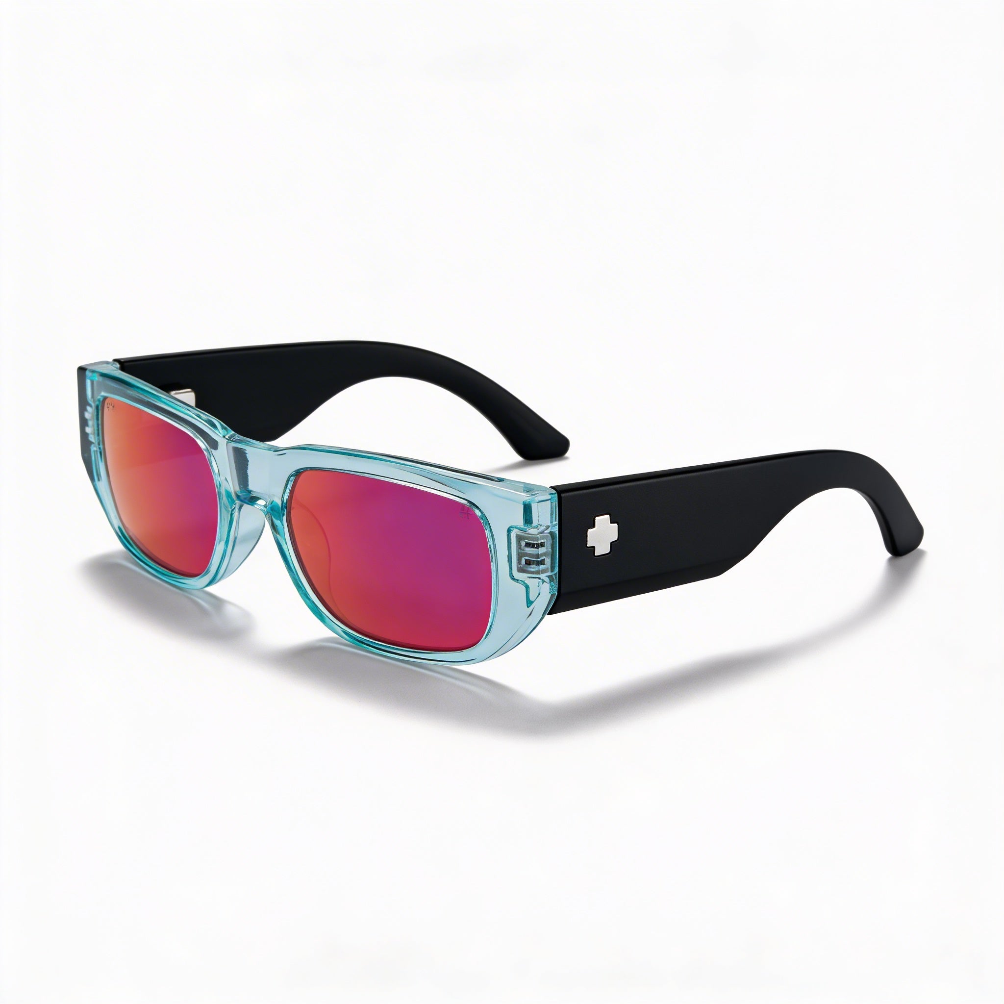 Gafas de sol no polarizadas Spy Optic Genre para mujer con Happy Lens, Translucent Aqua Matte Black, Happy Gray con espejo Purple Spectra, 54 mm, Photo 1