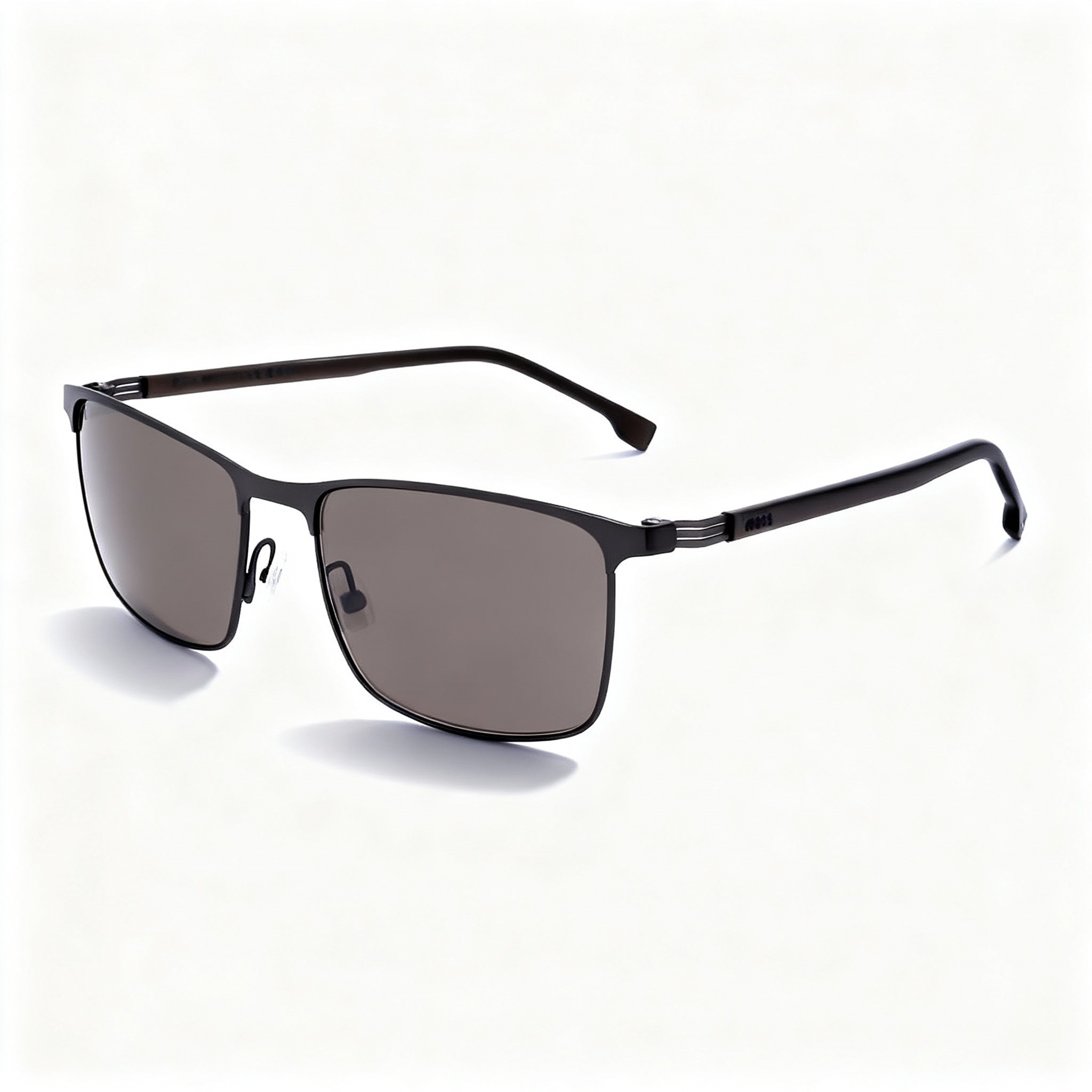 BOSS 1635/S Men's Casual Stainless Steel Sunglasses, Matt Dark Ruthenium/Brown Non Polarized, 57-17-150