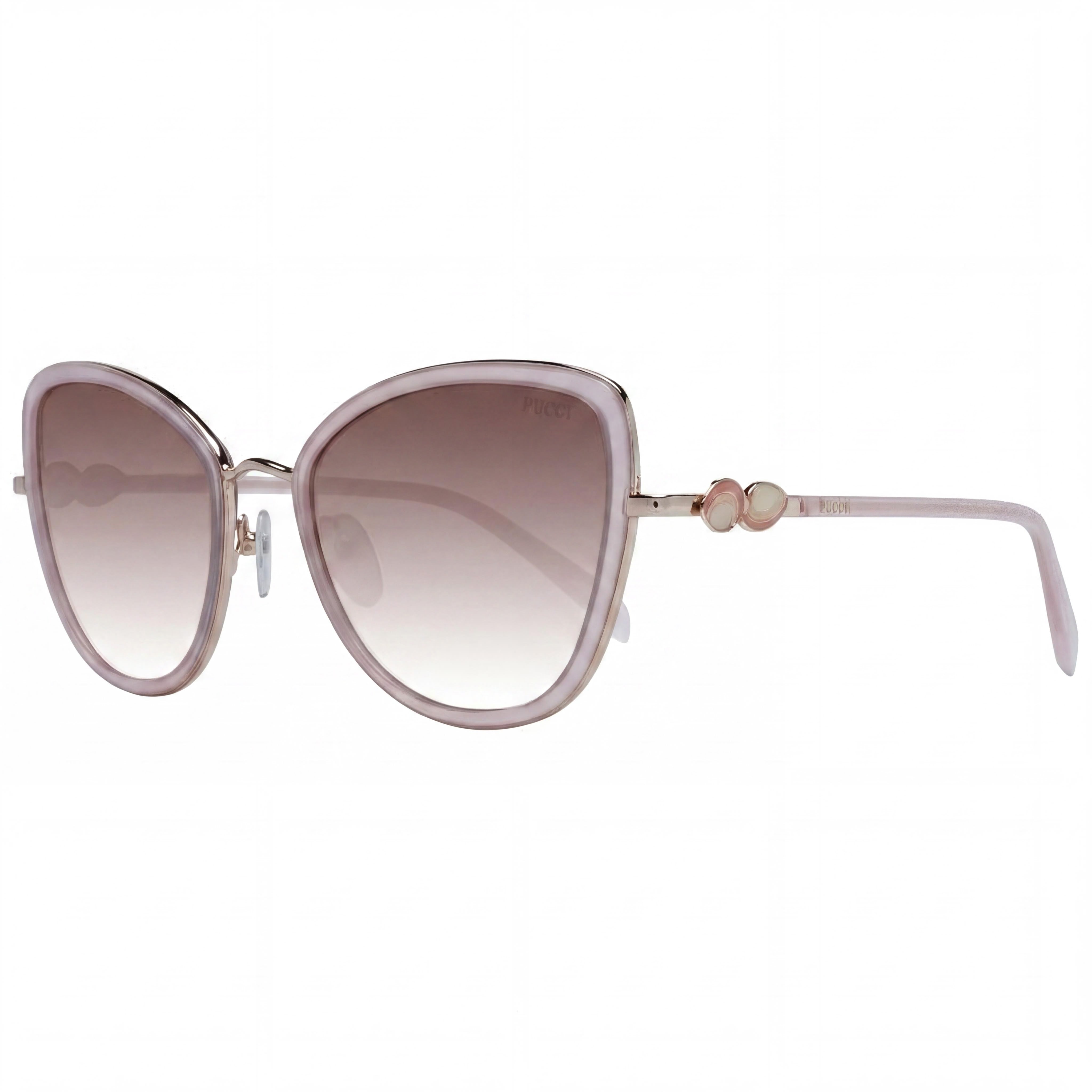 Gafas de sol Emilio Pucci Ep0184 para mujer de acero inoxidable dorado brillante y rosa claro con protección UV de 57 mm, Photo 1