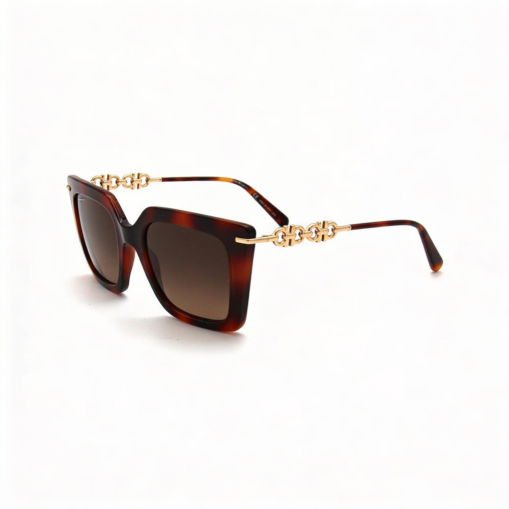 Gafas de sol clásicas Salvatore Ferragamo para mujer, de acero aleado, sin polarizar, con protección UV, 51 mm, color Habana Clásico