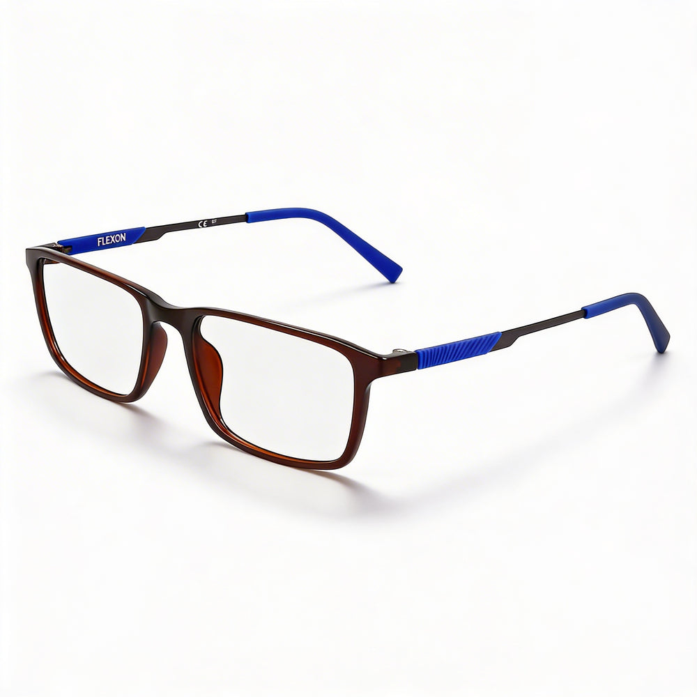 Flexon Ep8021 Men's Acetate Crystal Brown Eyeglasses with Non- Polycarbonate Lenses 54-18-145
