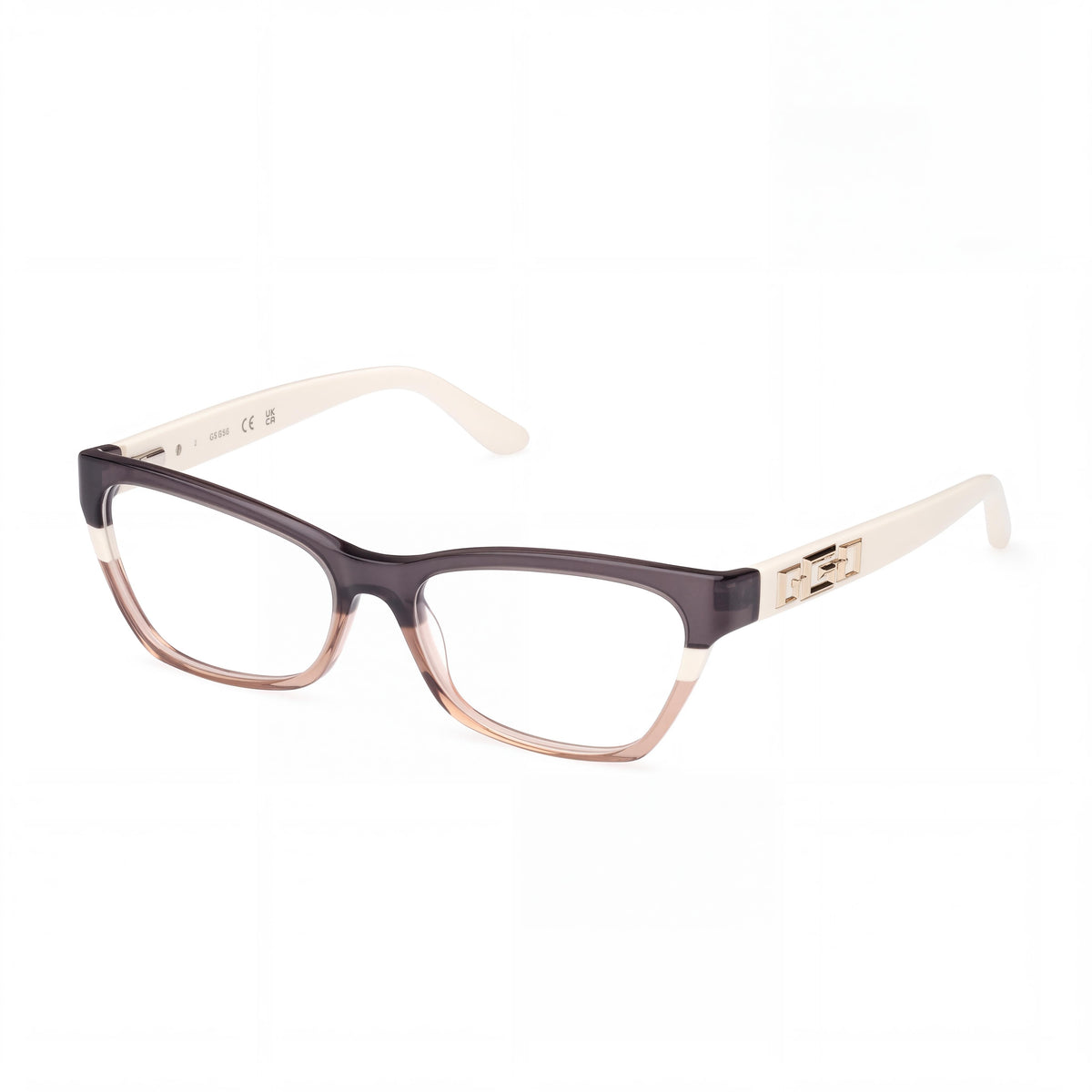 GUESS Gu2979 Women's Eyeglasses featuring Grey Striped Ivory Plastic Frame & Clear Lenses, 52mm Lens Width, Photo 1
