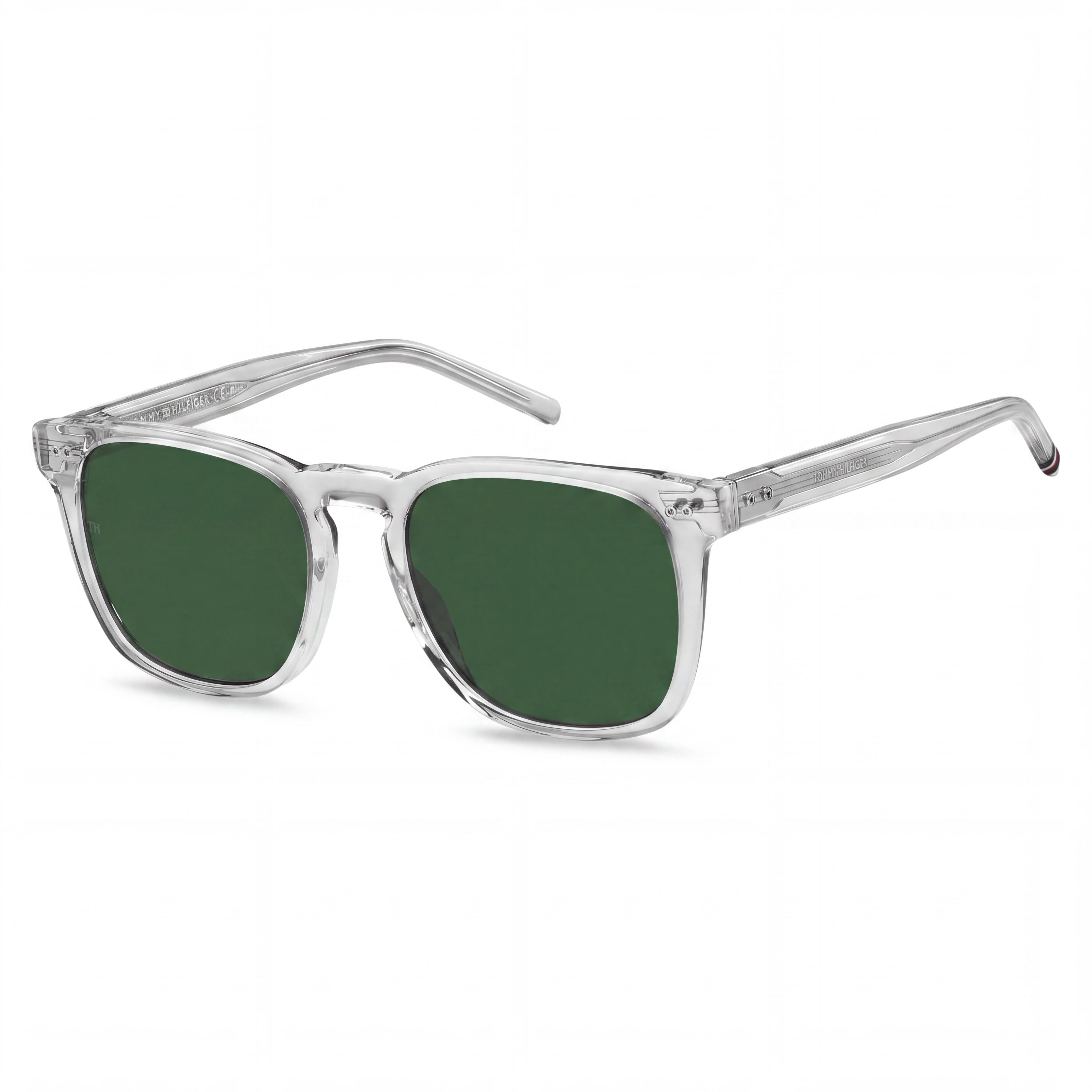 Tommy Hilfiger TH 1887/S Classic Unisex Rectangular Crystal Composite Green Lens UV Protection Sunglasses 52mm, Photo 1