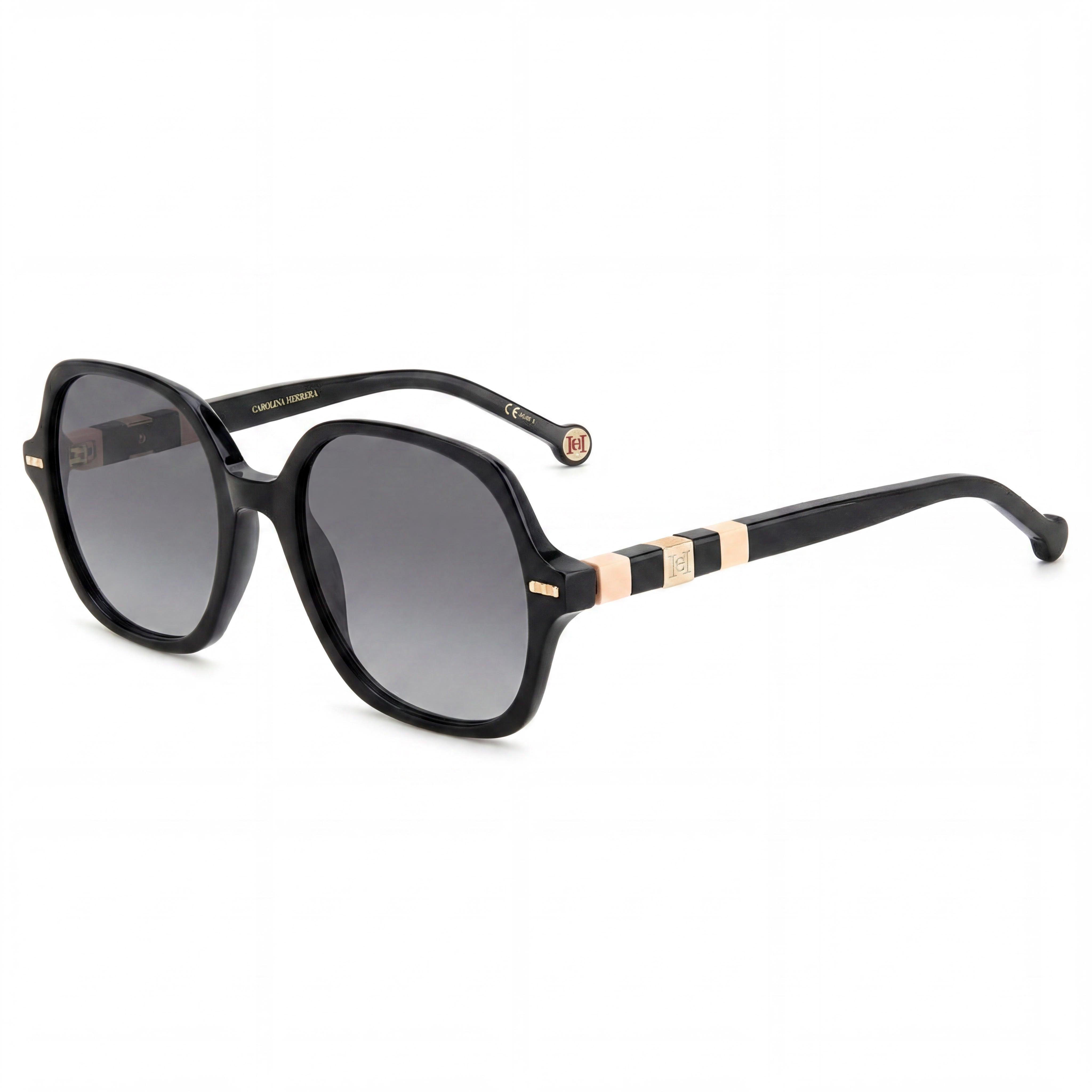 Gafas de sol clásicas Carolina Herrera para mujer, montura de plástico en negro, nude y gris, lentes en negro y nude, 82-92% de protección UV, 55 mm, Photo 1
