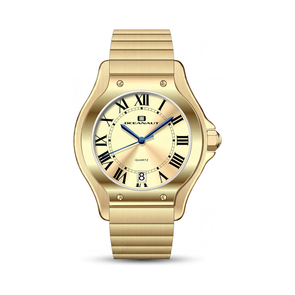 Reloj Oceanaut para mujer, de acero inoxidable dorado, con movimiento de cuarzo, resistente al agua y a los arañazos.