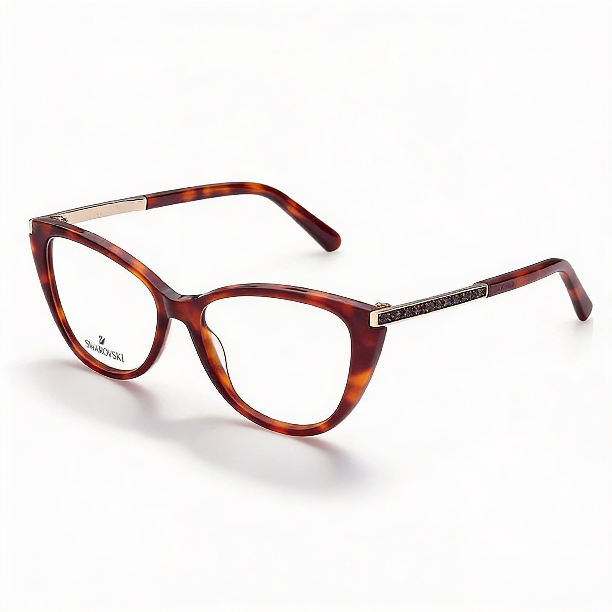 Swarovski Women's CAT'S EYE SK5414 Dark Havana Acetate Prescription Ready Optical Frames 53mm, Photo 1