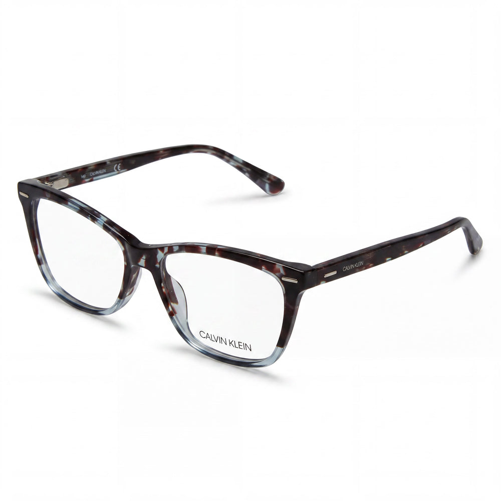 Calvin Klein Ck21501 Unisex Cat Eye Full Rim Plastic Havana Transparent Blue Eyeglasses 54mm