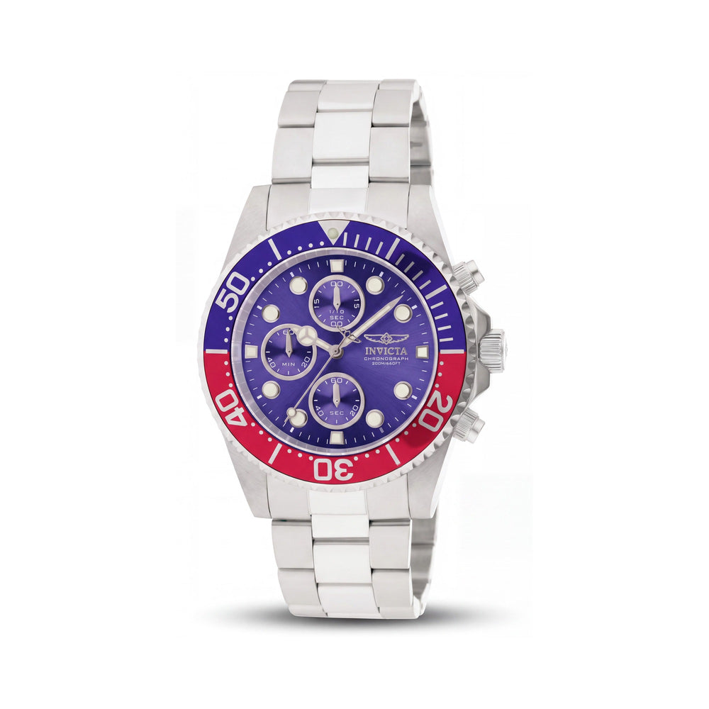 Invicta 1768 Pro Diver Reloj Cronógrafo para Hombre - Acero Inoxidable, Esfera Azul, 43mm