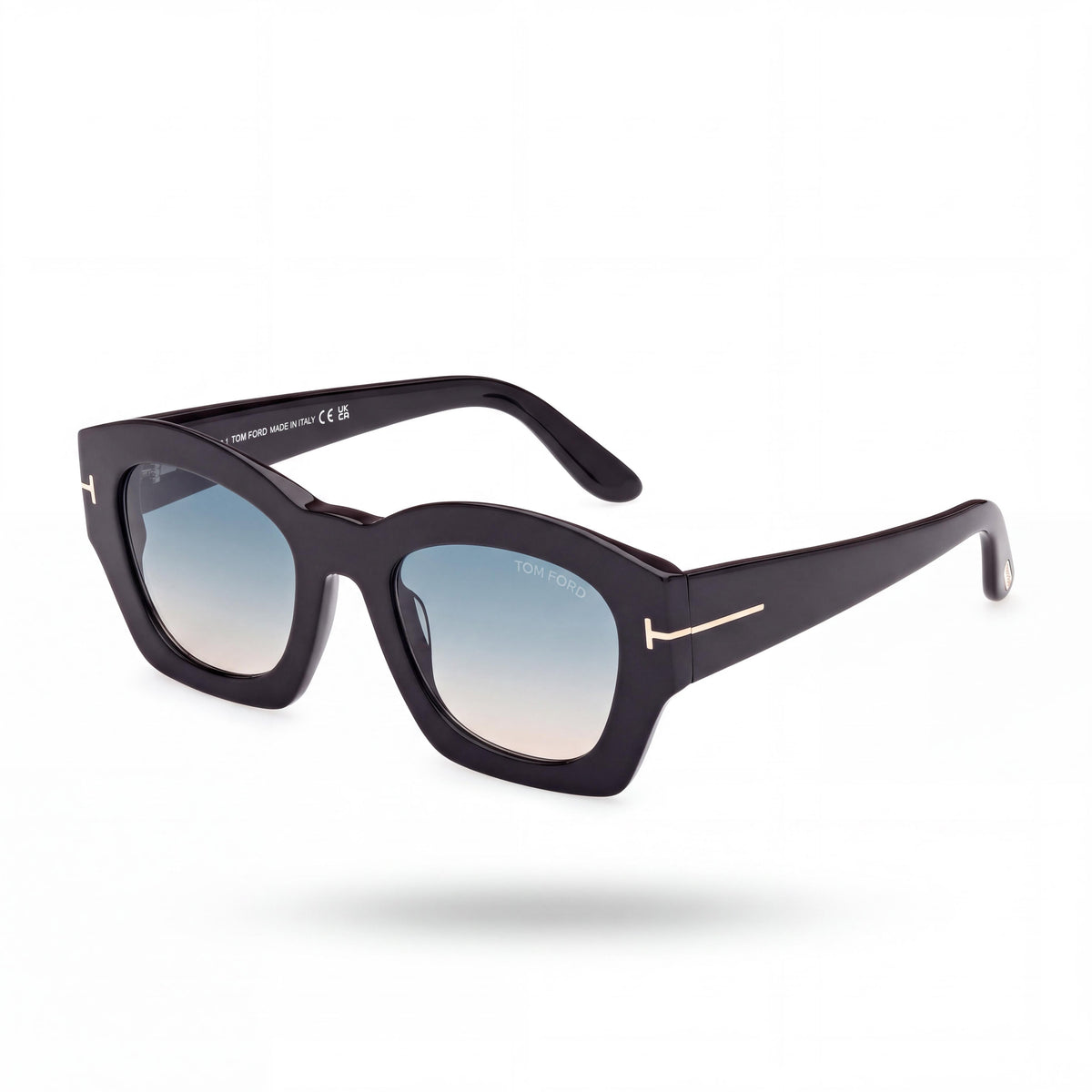 Tom Ford FT 1083 Women's Shiny Black Acetate Polarized Gradient Green UV Protection Sunglasses, Photo 1
