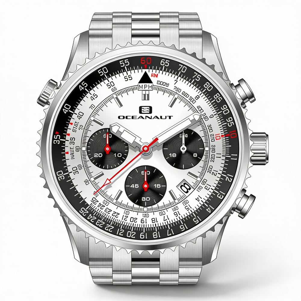 Oceanaut Men's bracelet Chronograph Watch, Silver Dial, Stainless Steel Case & Bracelet, Quartz Movement