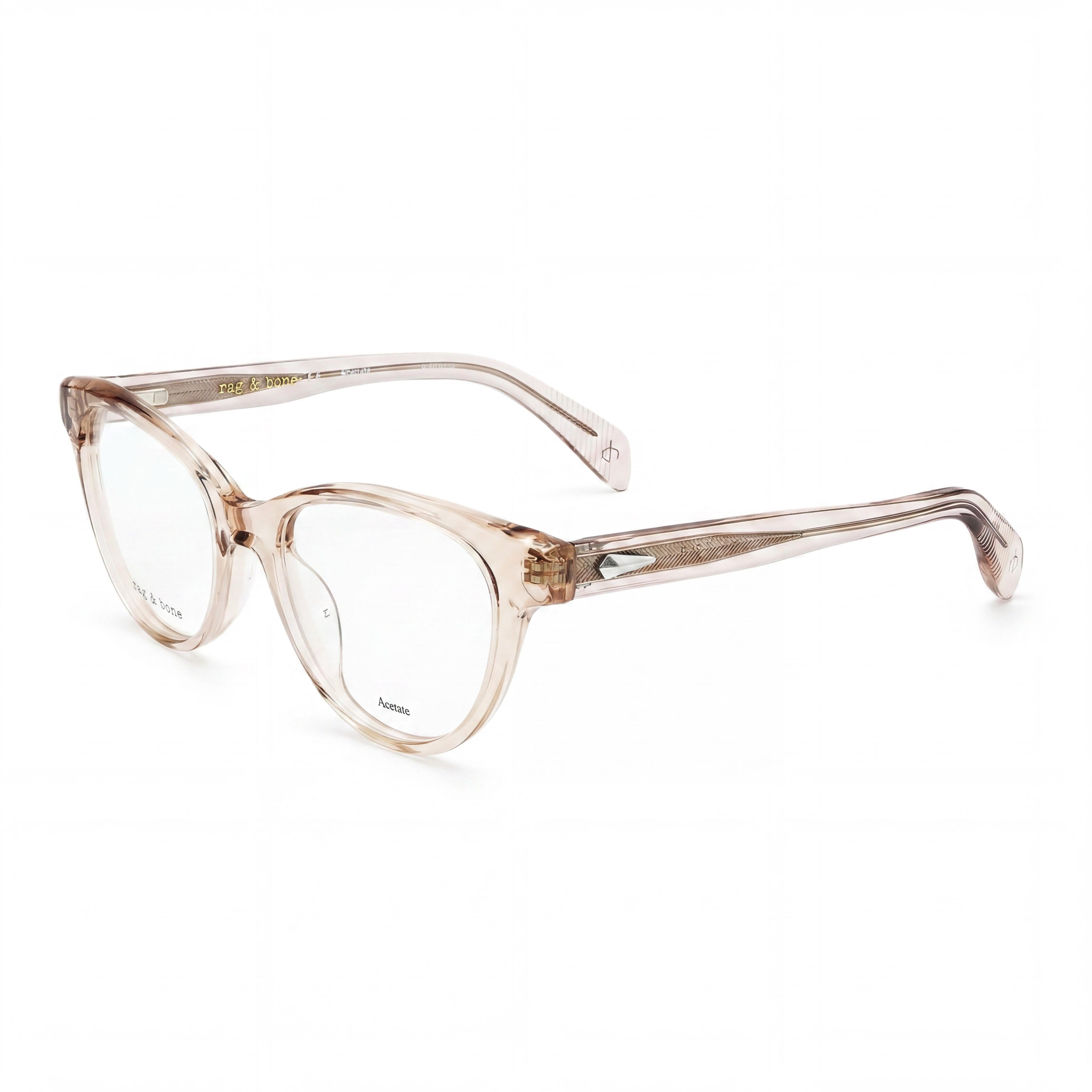 rag & bone Casual Women's Eyeglasses with Beige Acetate Frames & Transparent Lenses, Size 51-18-135, Photo 1
