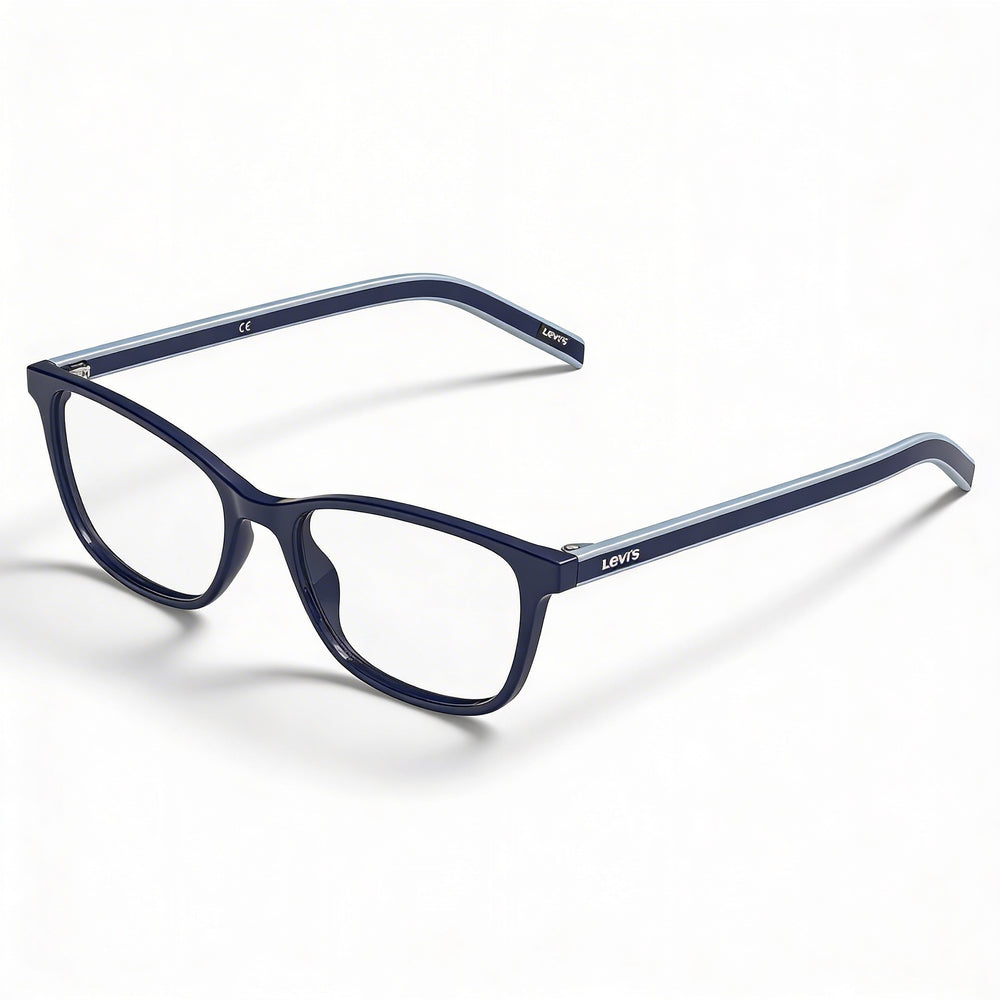 Levi's Lv 1032 - Montura de gafas graduadas de plástico azul para mujer con logotipo exclusivo, talla 49-16-145