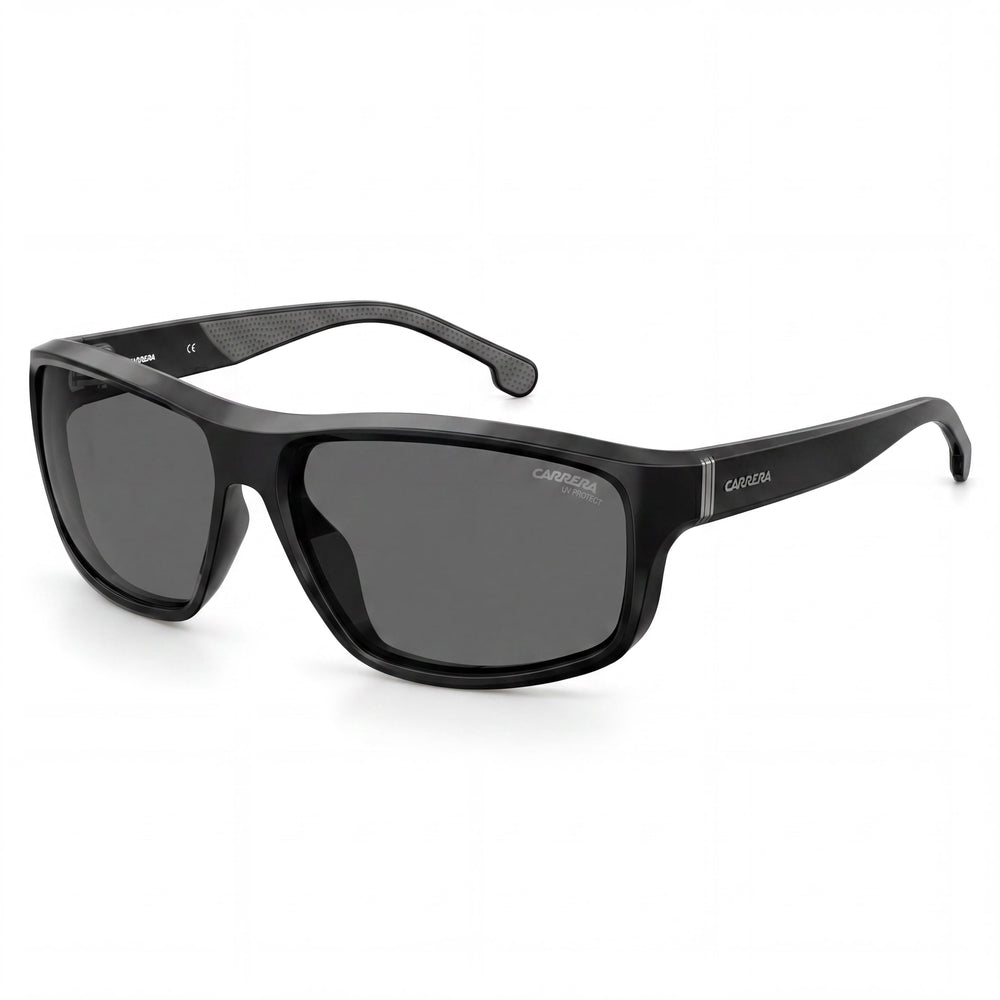 Gafas de sol Carrera 8038/S para hombre, montura de poliamida negra y gris, lentes negras no polarizadas con protección UV, 61 mm