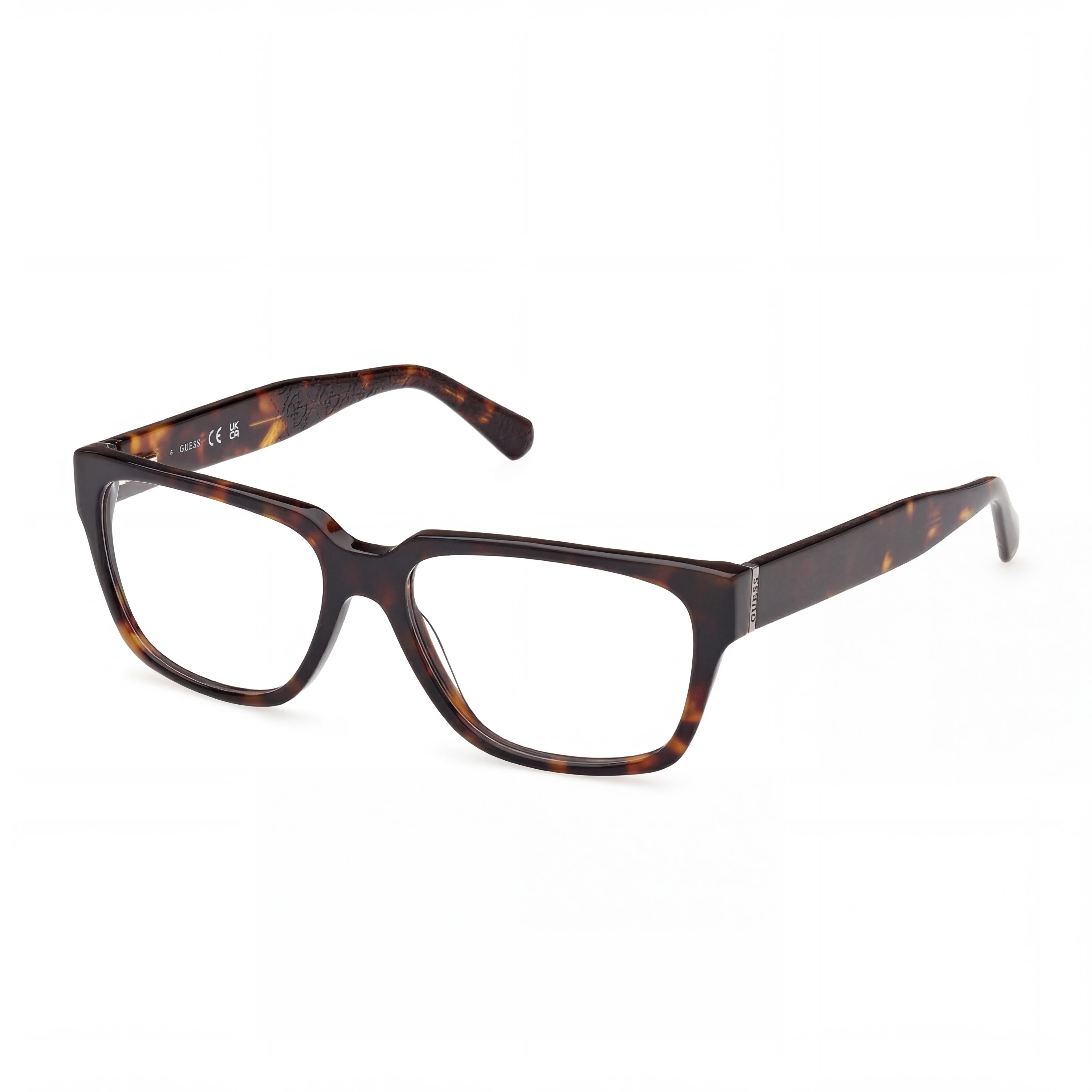 GUESS Men's Gu50150 Dark Havana Plastic Frame Clear Lenses Eyewear (55mm Lens, 16mm Bridge, 145mm Temple), Photo 1