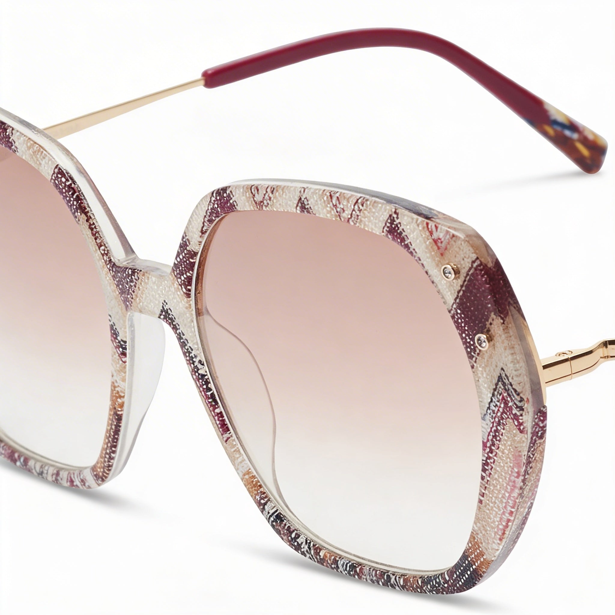 Missoni Classic Women's Plum Multicolor Red Silver Mirror ECO PMMA 100% UV Protection Sunglasses 56mm, Photo 2