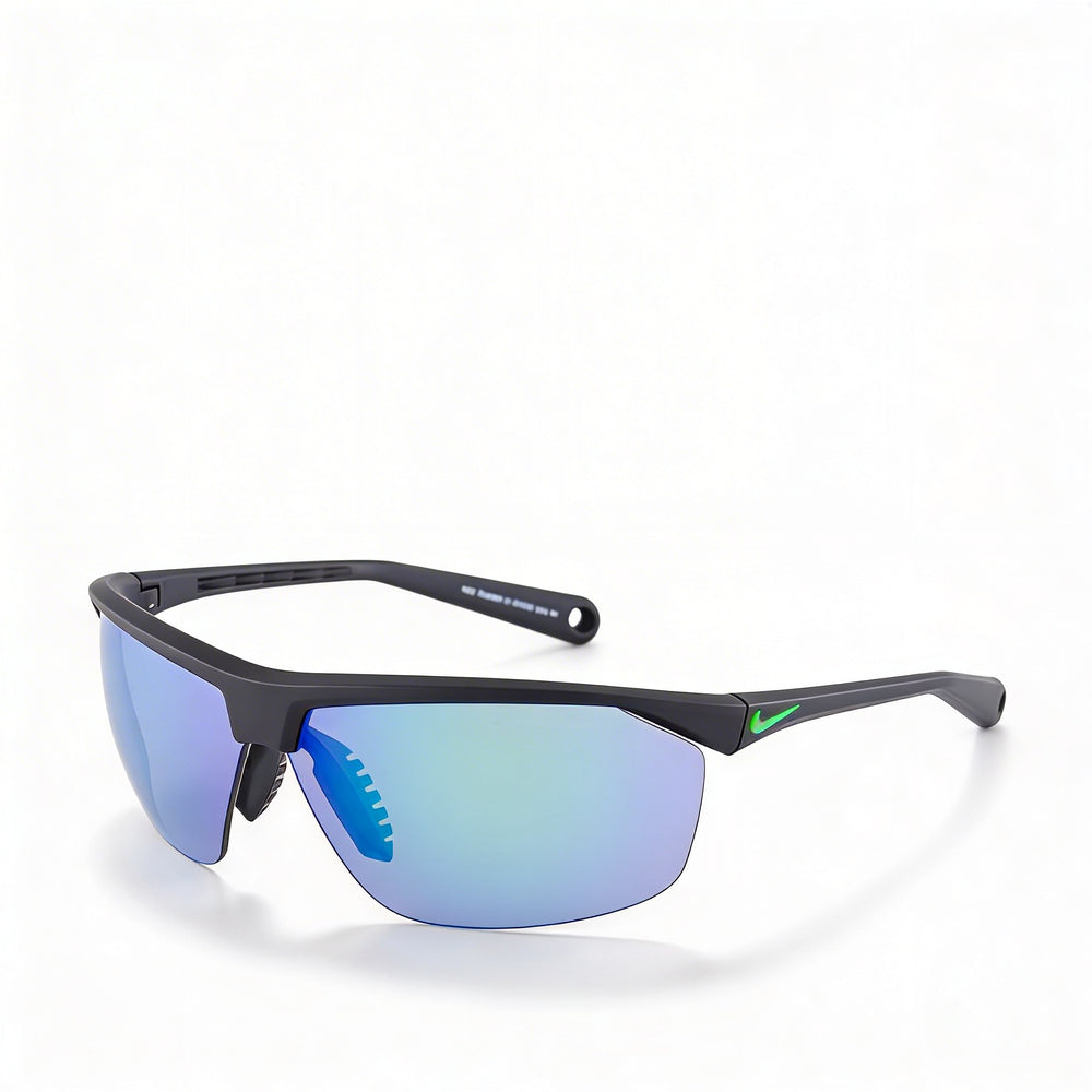 Nike Wayfarers Unisex Rubber Frame Matte Black Rage Green Grey Green Mirror Non-Polarized Sunglasses