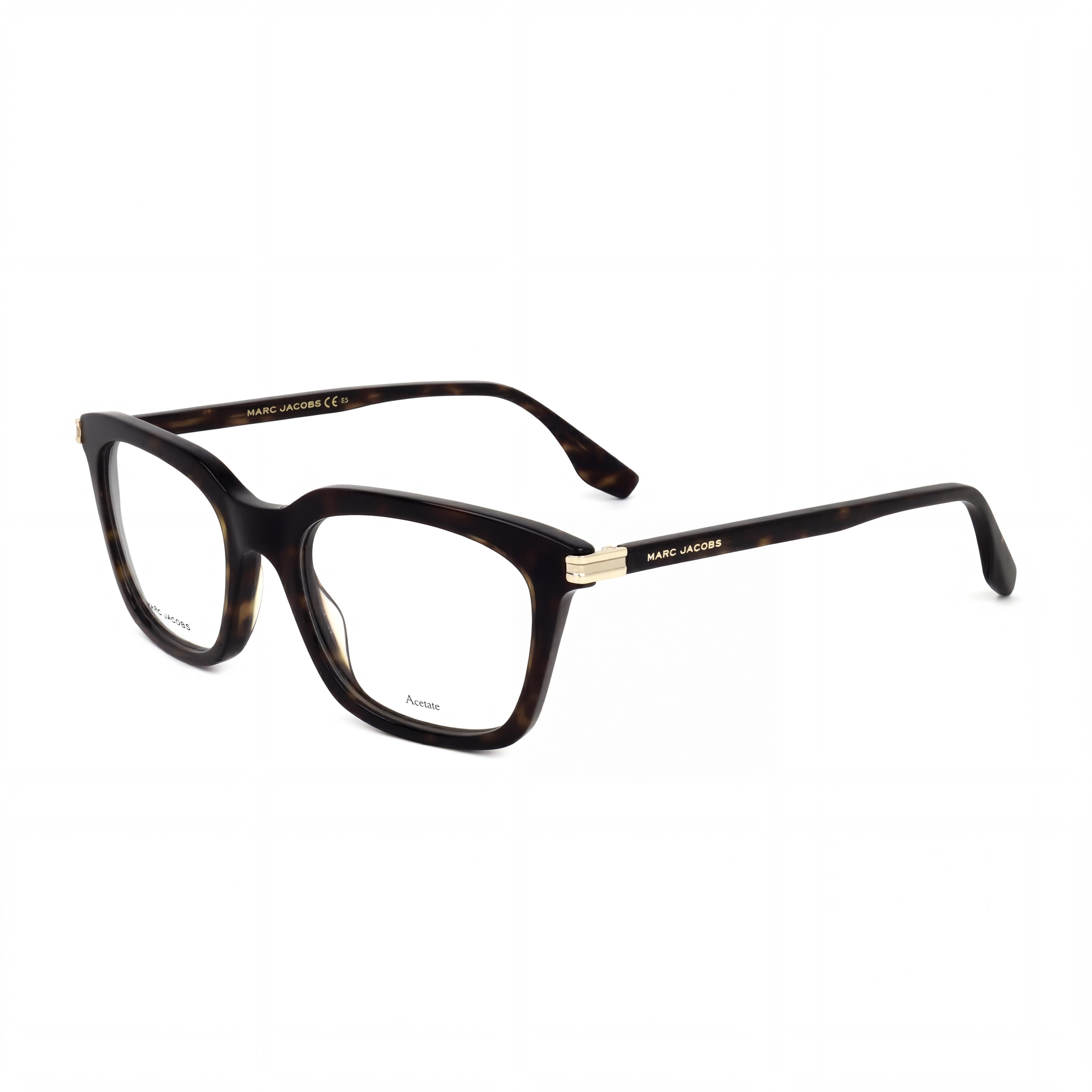 Marc Jacobs Modern Men’s Eyeglasses featuring Havana Acetate Frame and Transparent Lenses, 52mm Lens Width, Photo 1