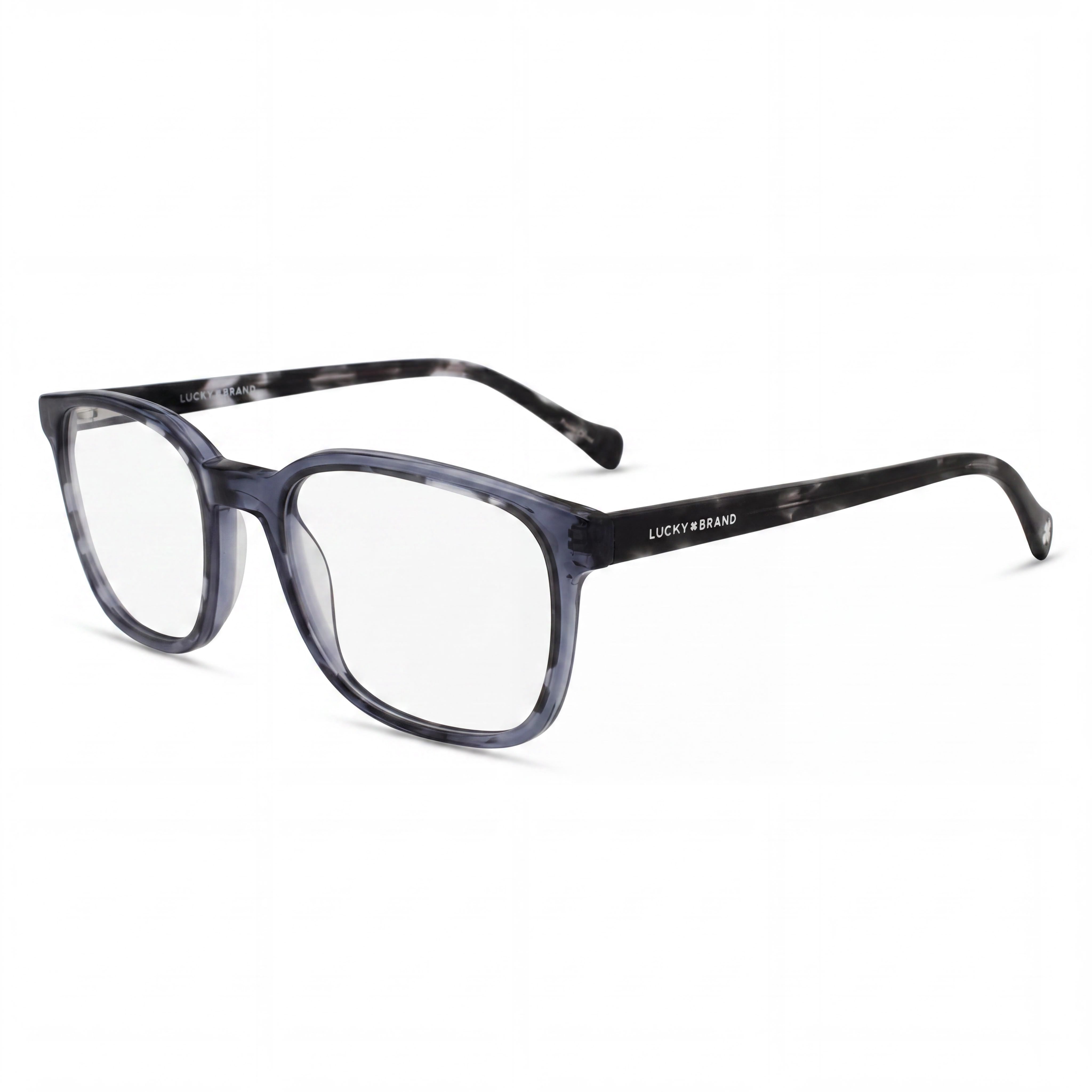 Gafas Lucky Brand D411 para hombre, armazón cuadrado completo de plástico gris tortuga azul, listas para receta, con micas de demostración transparentes 53-19-140, Photo 1