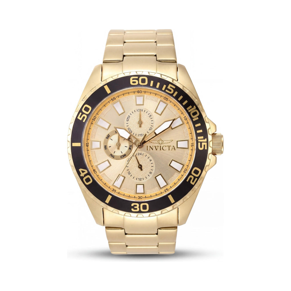 Reloj Invicta Pro Diver 47577 unisex con cronógrafo de acero inoxidable en tono dorado y pulsera de cuarzo de 46 mm