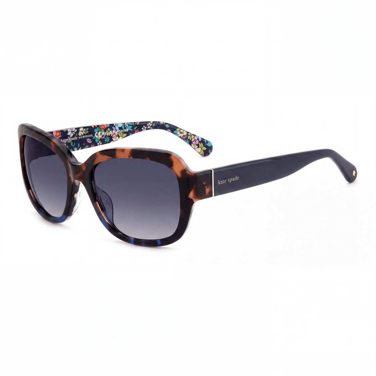 kate spade new york Women's Rectangular Sunglasses, Plastic Frame, 100% UV Protection, Havana Beige Blue, 55mm, Photo 1
