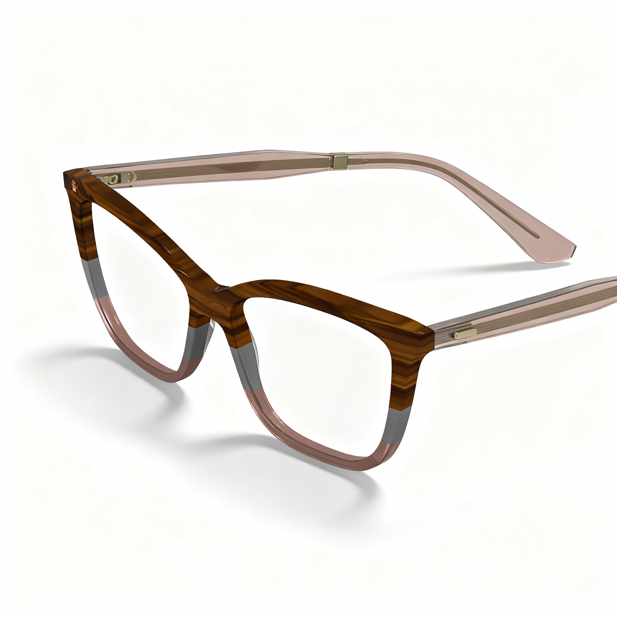 Calvin Klein Modern Women's Acetate Eyeglasses, Striped Brown/Grey/Rose Frame, Non-Polarised Lenses, 53mm