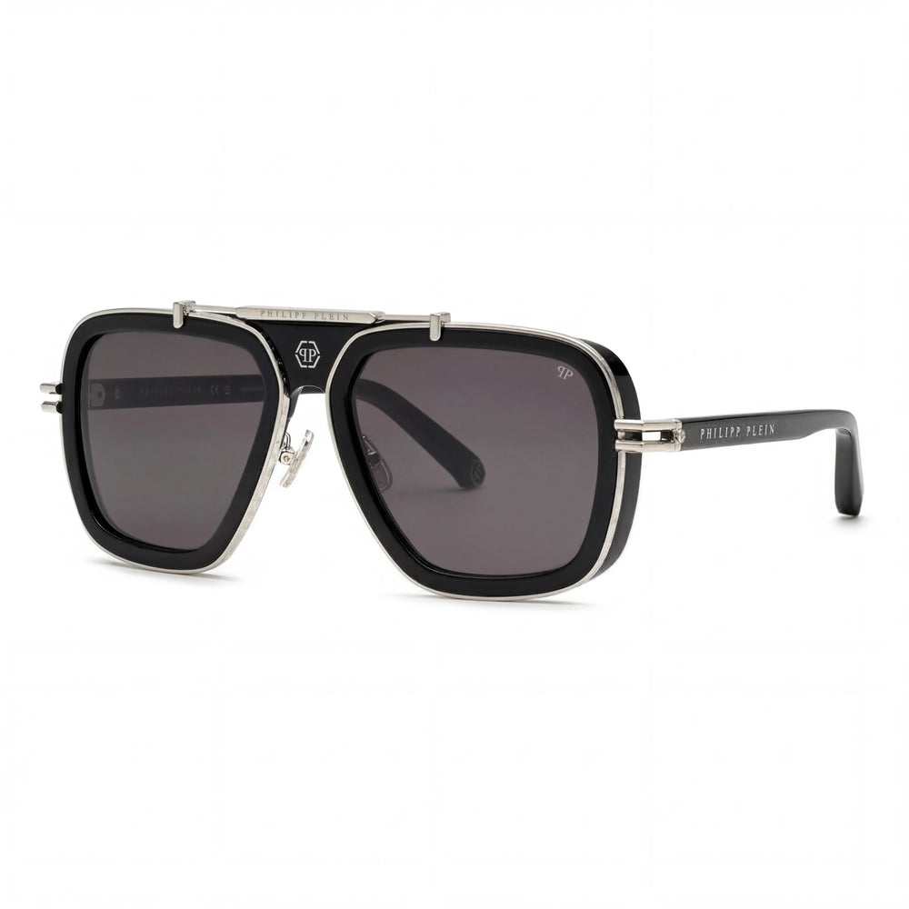 Philipp Plein Spp109m Men's Multi-coloured Metal Sunglasses with Smoke Non-Polarized Lenses 57mm