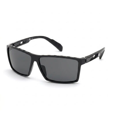 adidas Injected Sun Glasses Men's Shiny Black Plastic Frame Smoke Polarized UV Protected Lenses 63mm