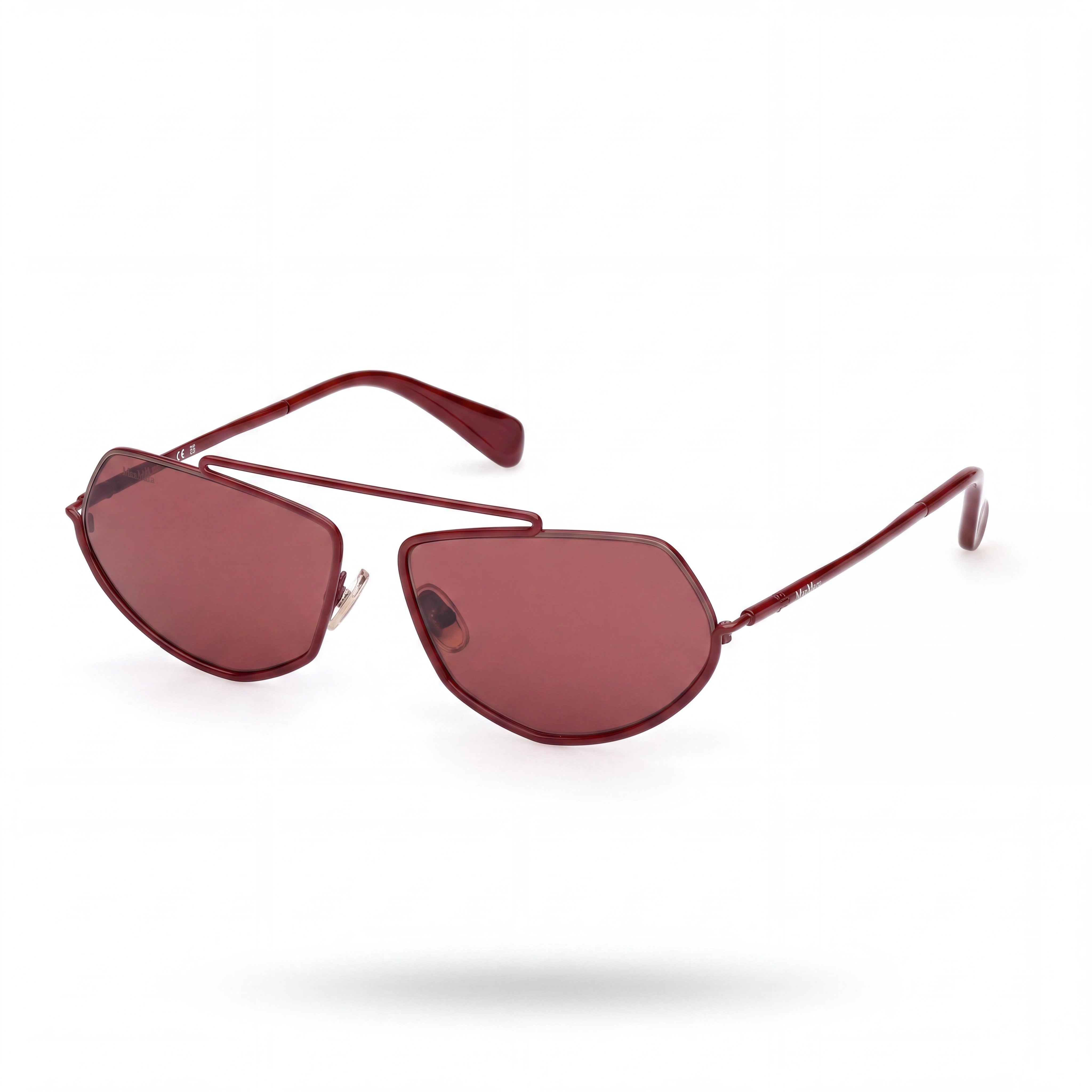 Gafas de sol MaxMara casual para mujer con montura metálica, color burdeos brillante, lentes burdeos, 60 mm, Photo 1