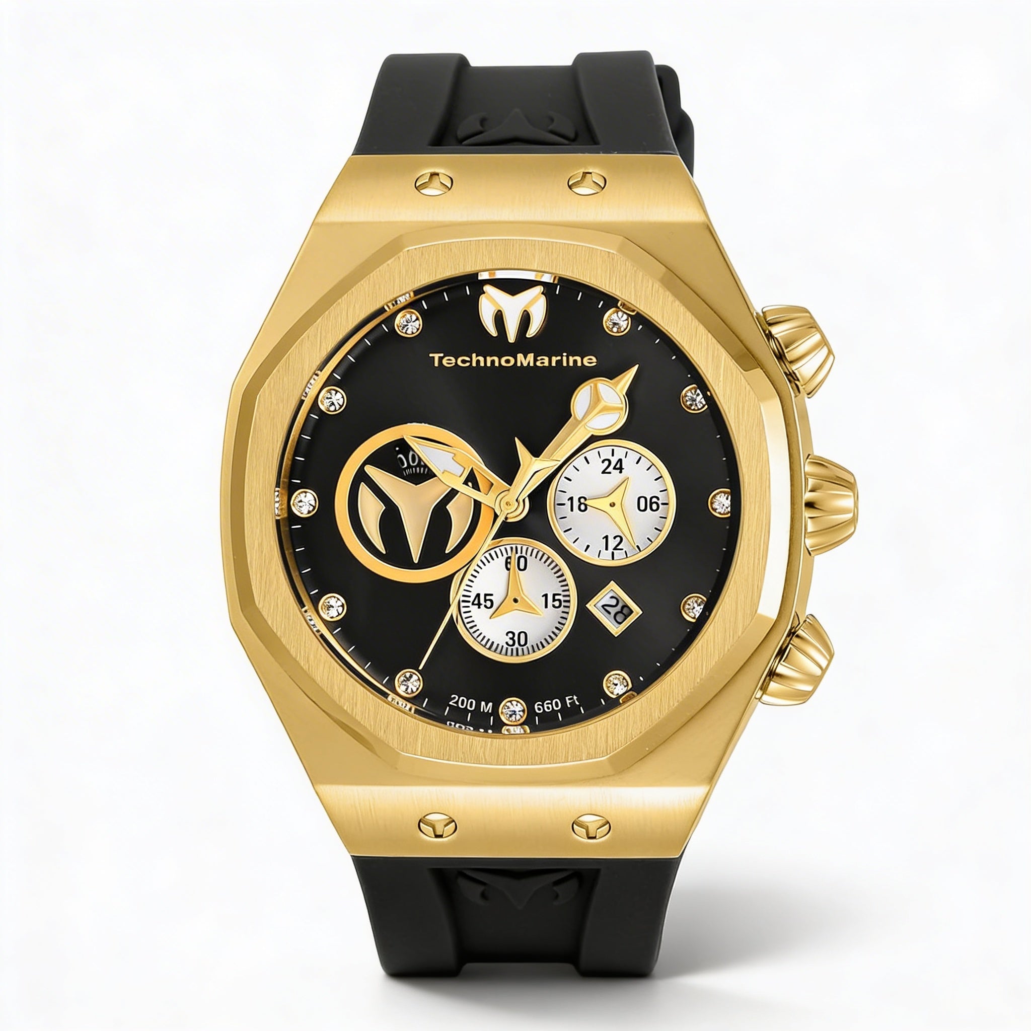 TechnoMarine Reef TM-520002 Men's 45mm Black Stainless Steel Quartz Watch with Second Hand, 20ATM Water Resistant, Photo 1