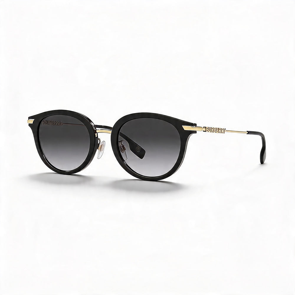 BURBERRY Be 4398d Women's Black Grey Gradient Stainless Steel Frame Grey 100% UV Protection Sunglasses 50mm